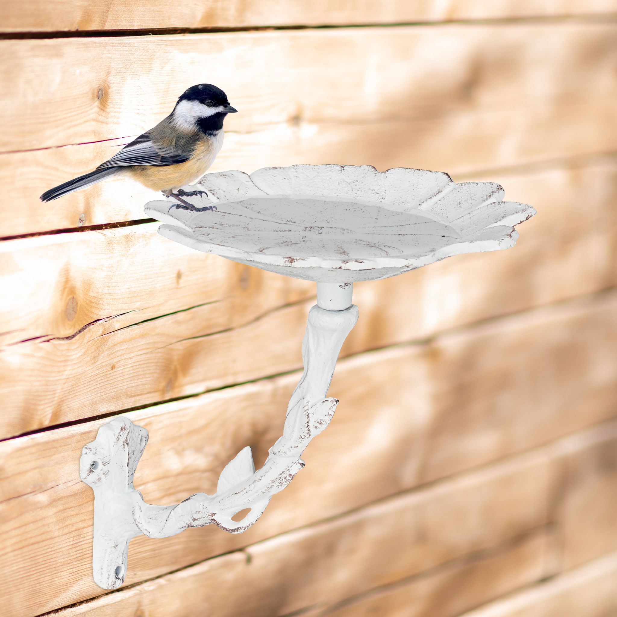 Vogeltränke Blüte Gusseisen Weiss
