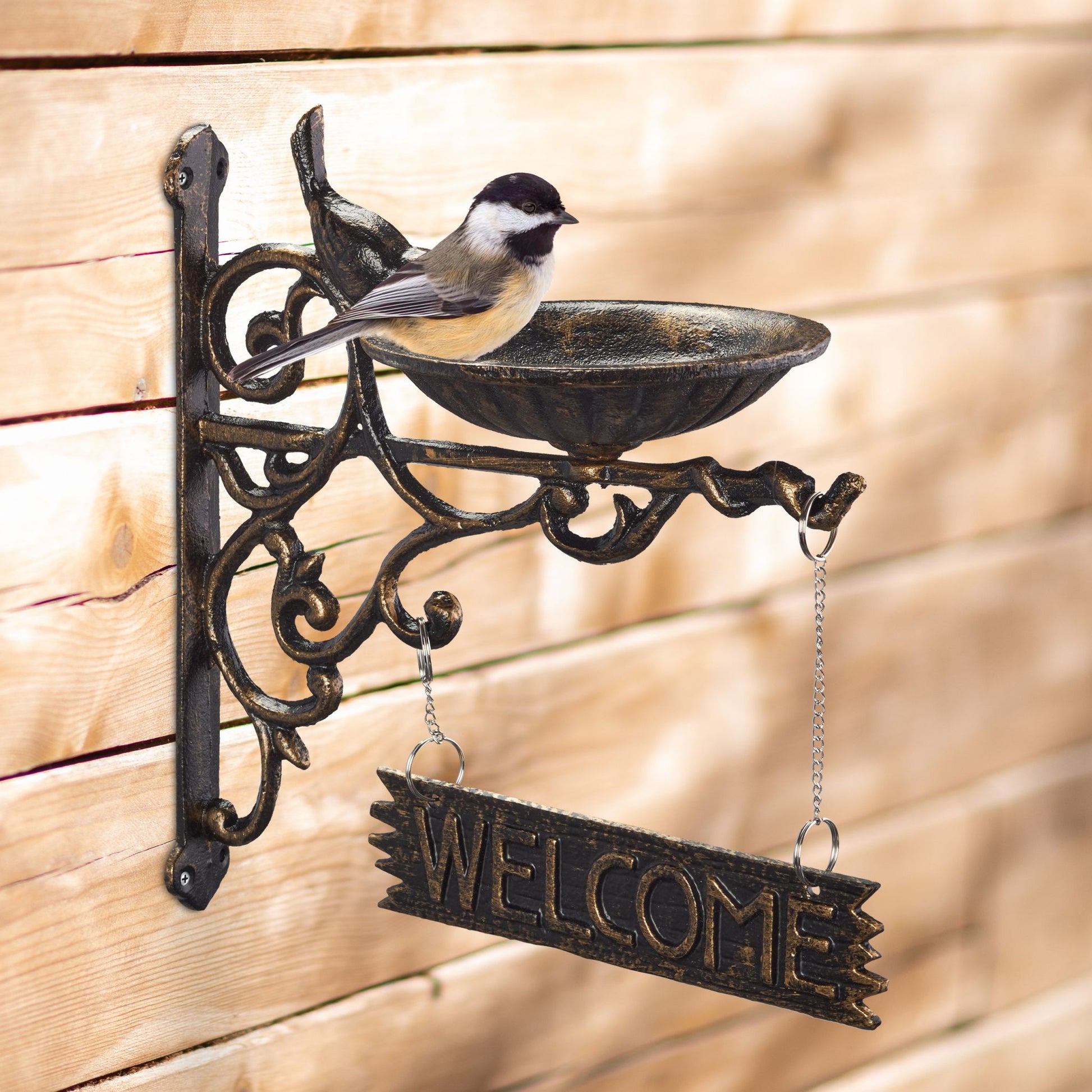 Vogeltränke Welcome Braun-Gold von guteszeug.ch
