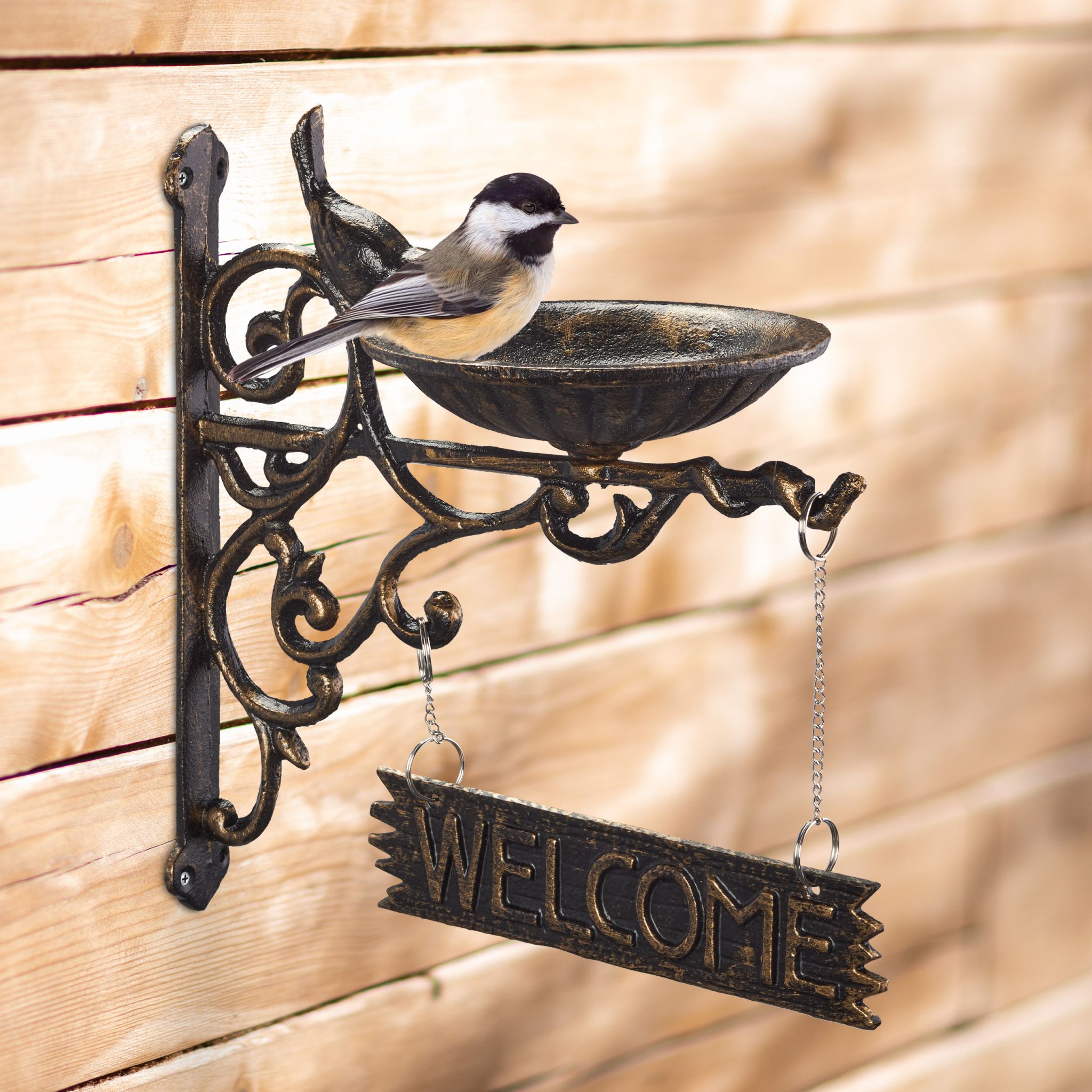 Vogeltränke Welcome Braun-Gold von guteszeug.ch