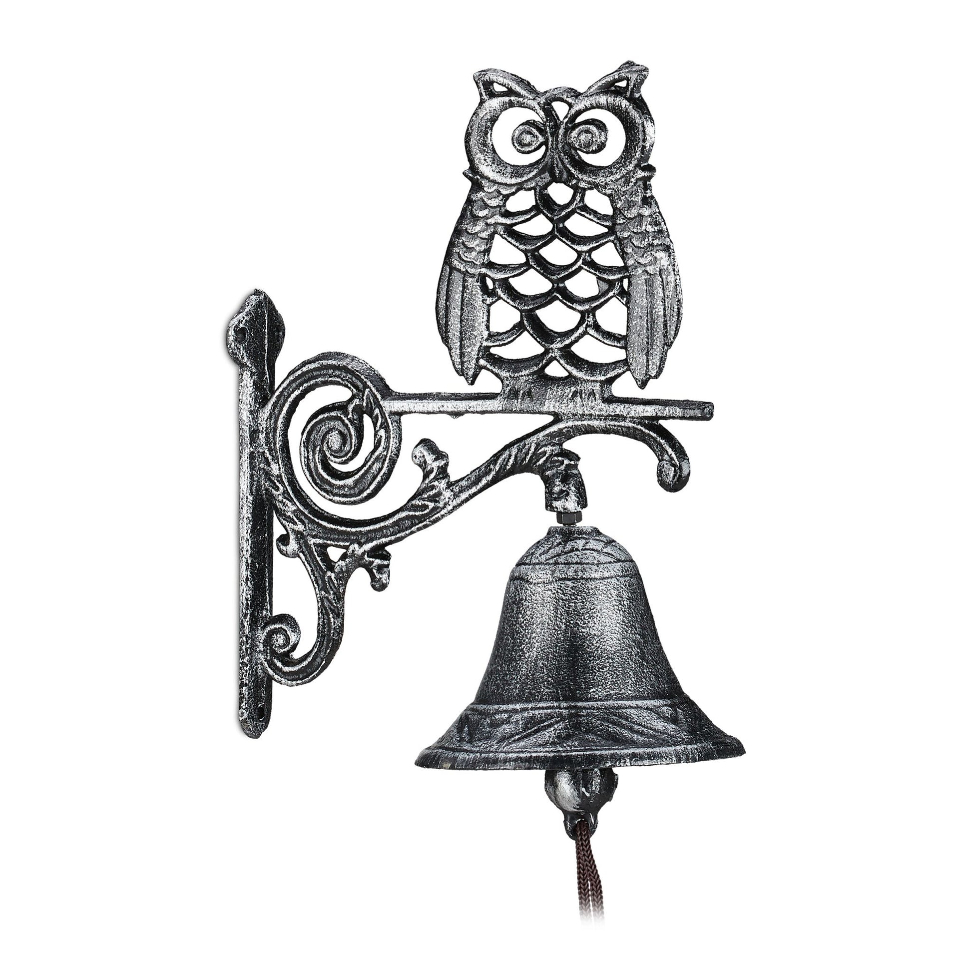 Türglocke Gusseisen mit Eule Braun-Silber von Relaxdays