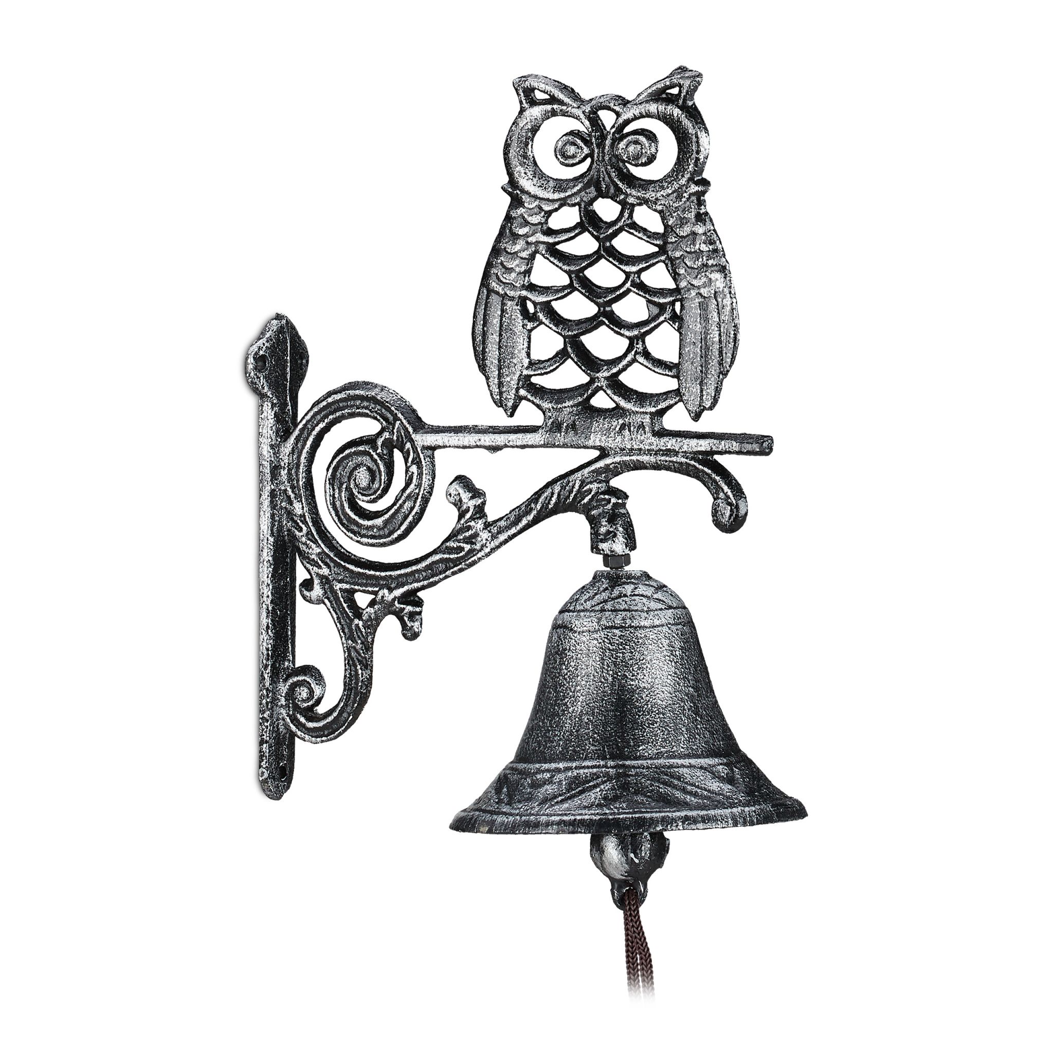 Türglocke Gusseisen mit Eule Braun-Silber von Relaxdays