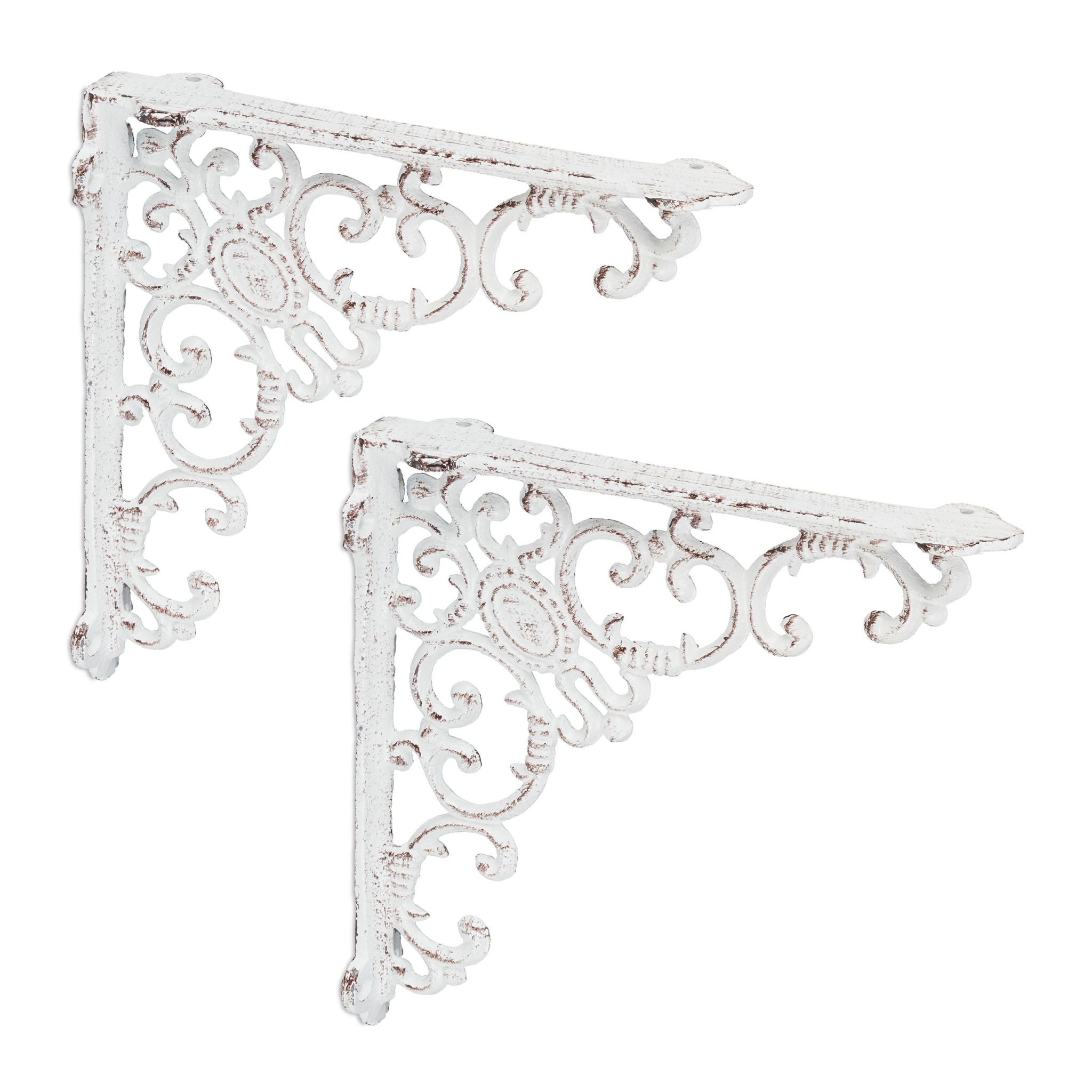 Regalwinkel antik 2er-Set Weiss von Relaxdays