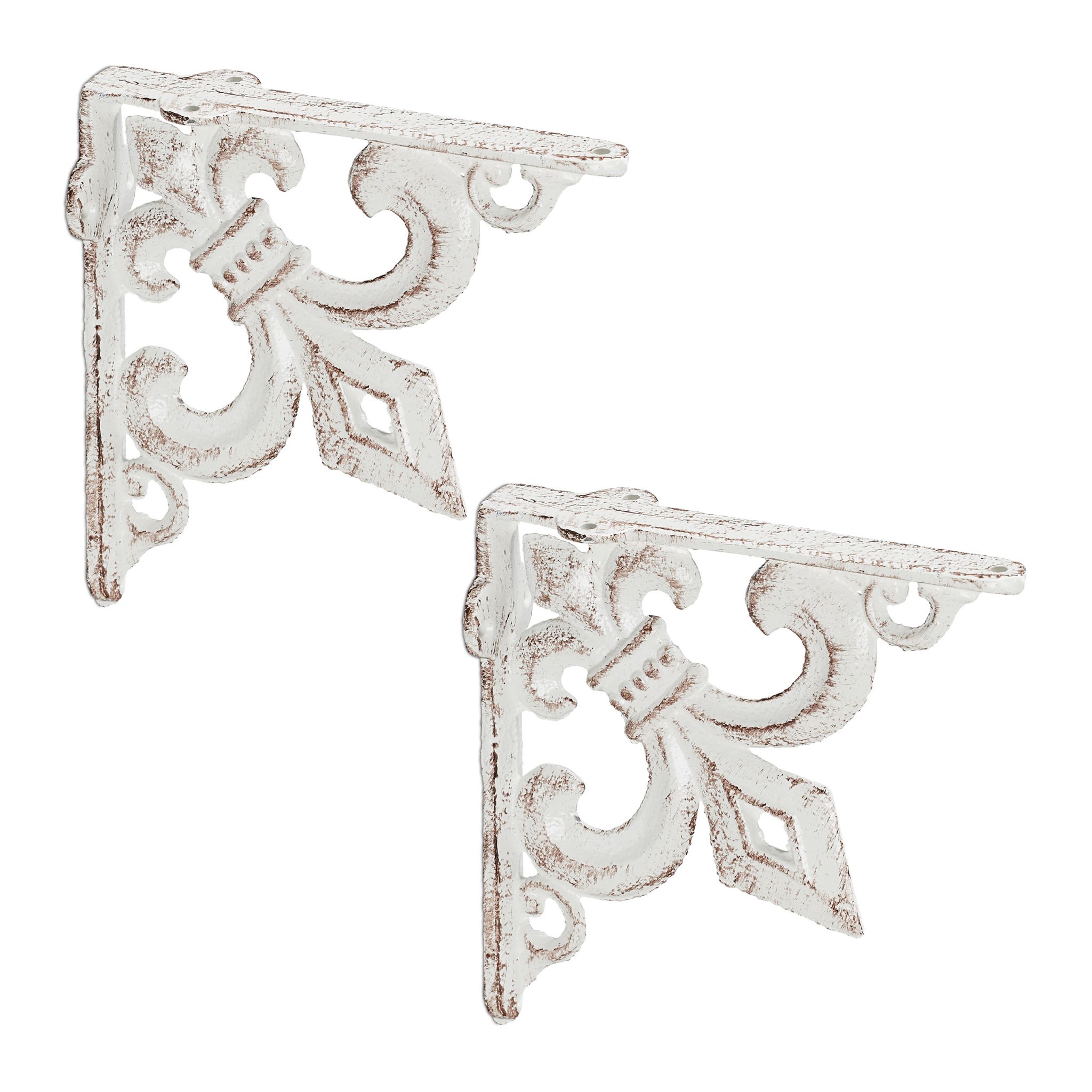 Regalwinkel Gusseisen antik 2er-Set Weiss von Relaxdays