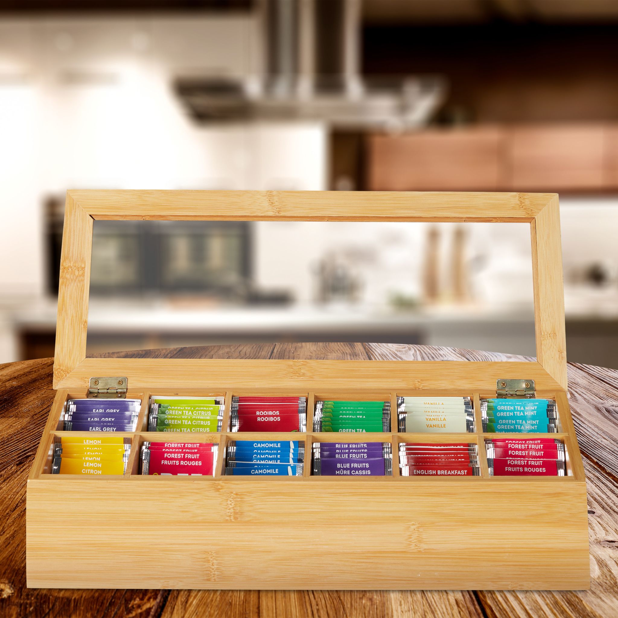 Teebox Bambus Hellbraun von Relaxdays