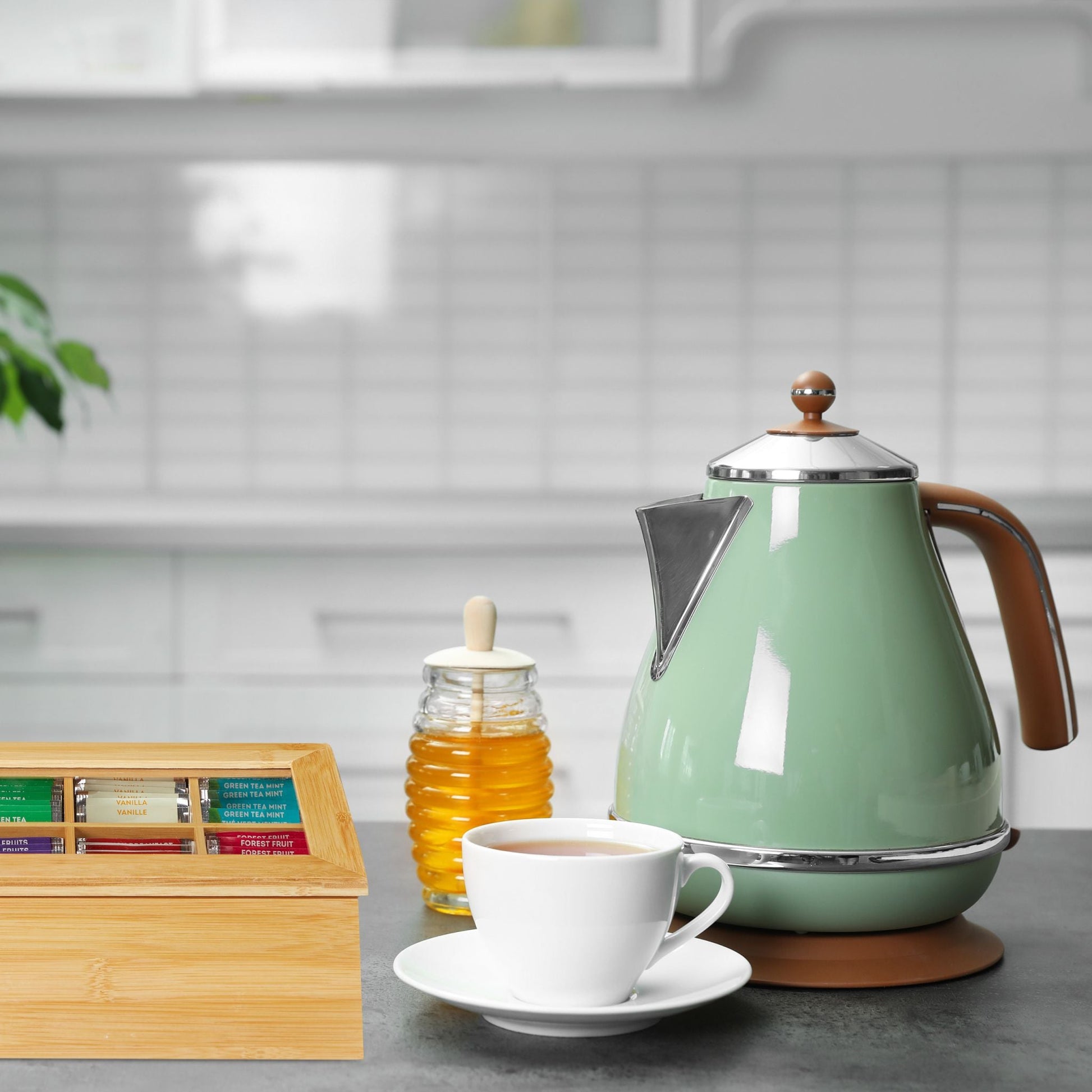 Teebox Bambus Hellbraun von Relaxdays