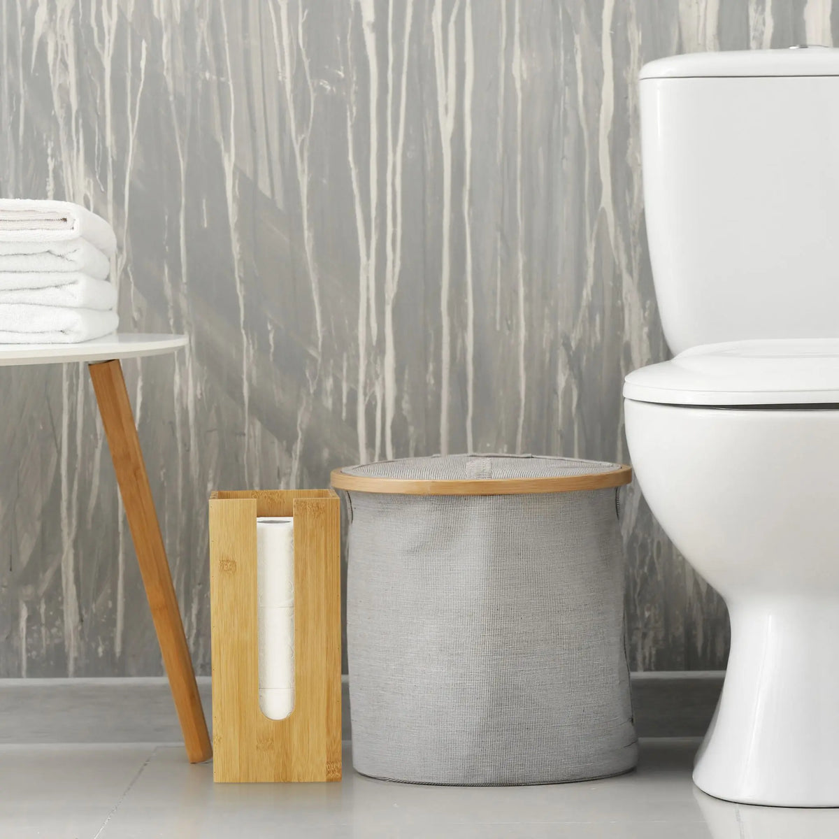 Toilettenpapierhalter stehend Bambus Hellbraun von Relaxdays