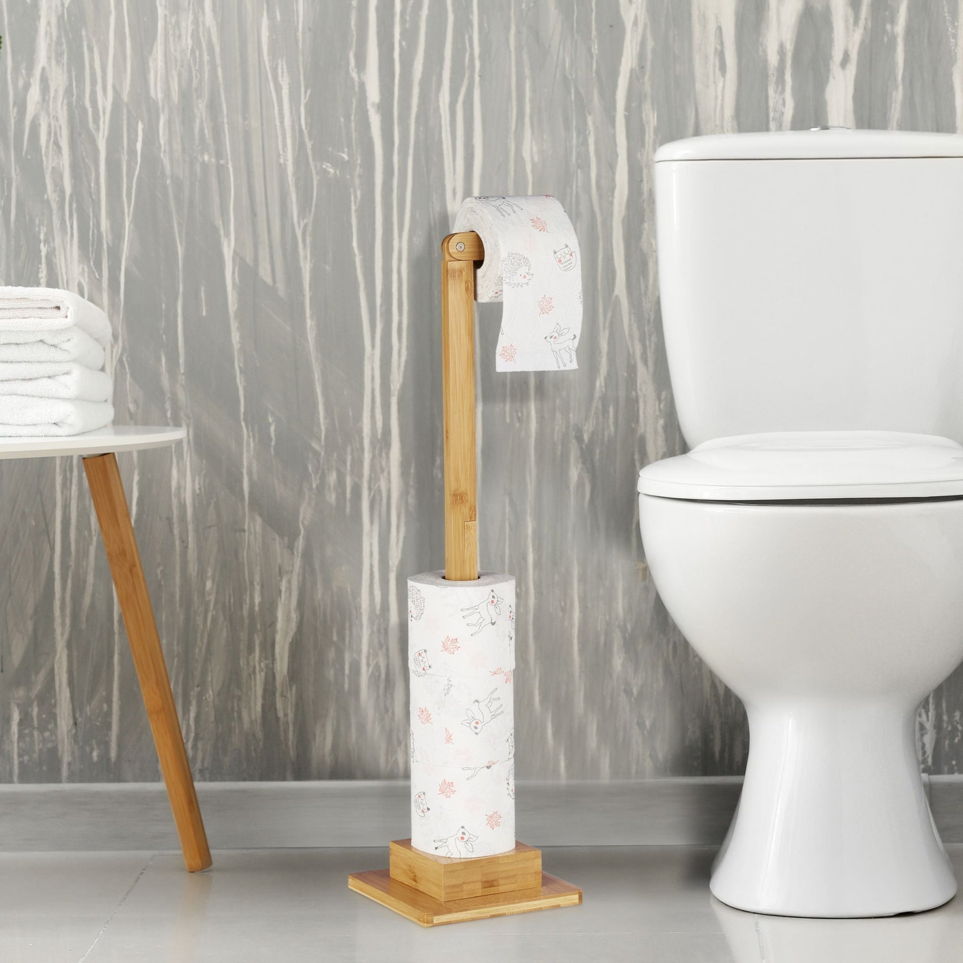 Bambus Toilettenpapierhalter stehend Hellbraun von Relaxdays