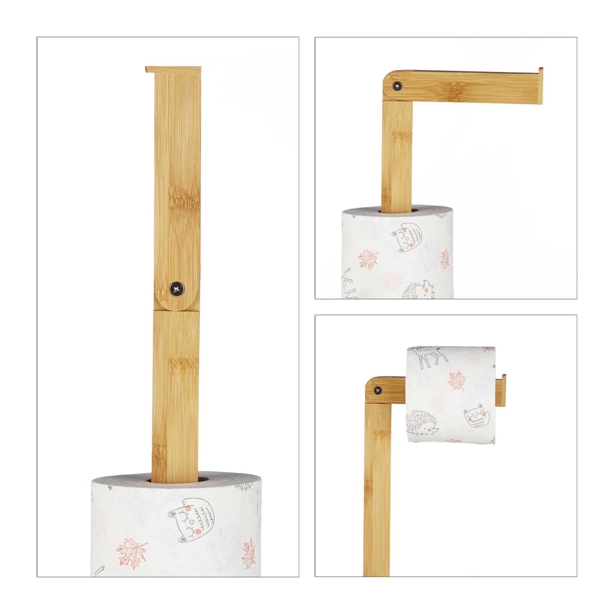 Bambus Toilettenpapierhalter stehend Hellbraun von Relaxdays