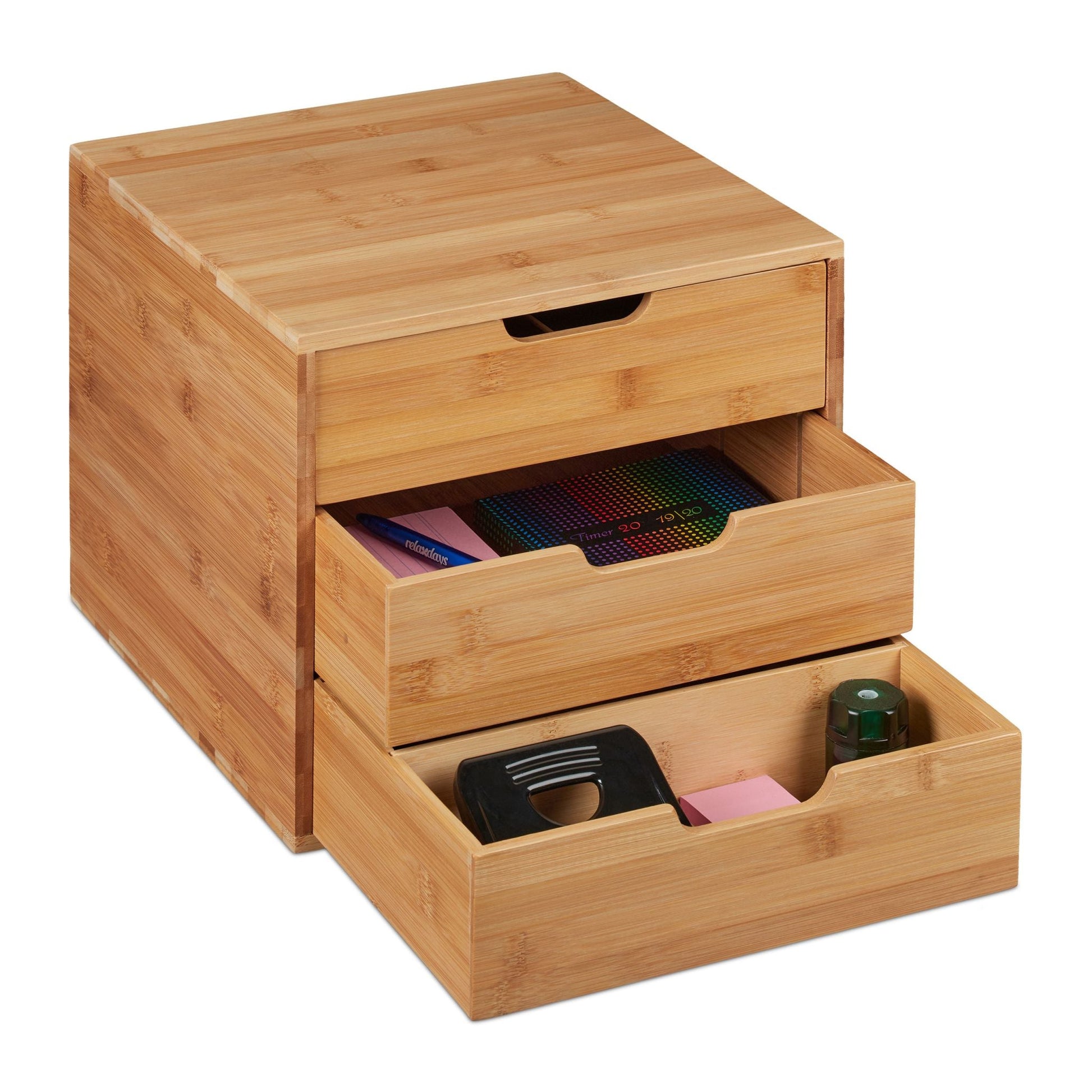 Schreibtisch Organizer 3 Schubladen Hellbraun von Relaxdays
