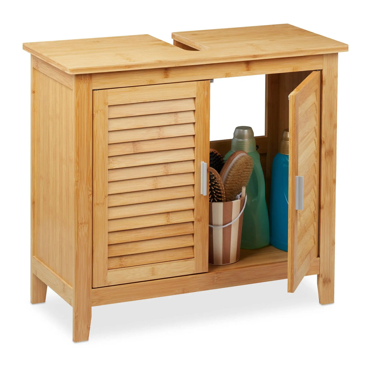 Waschbeckenunterschrank Bambus Hellbraun von Relaxdays
