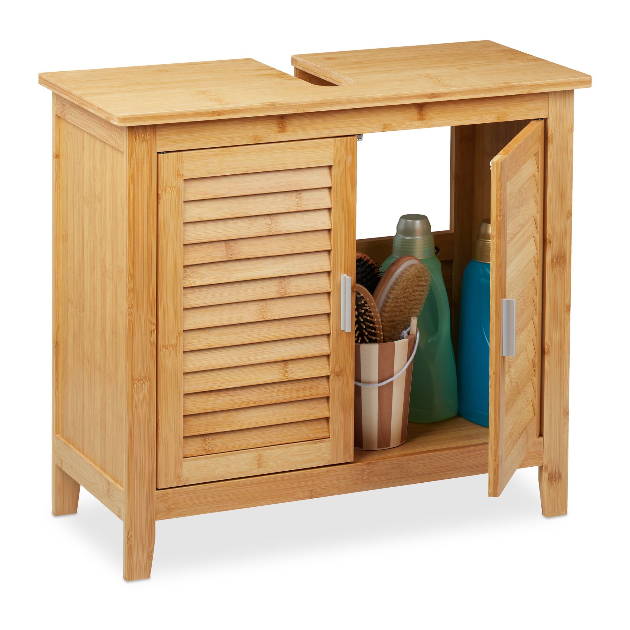 Waschbeckenunterschrank Bambus Hellbraun von Relaxdays