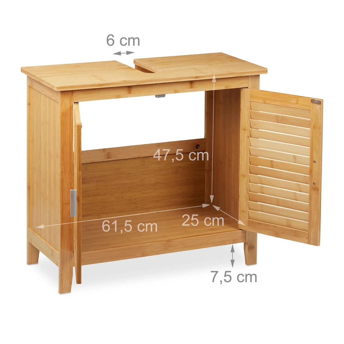 Waschbeckenunterschrank Bambus Hellbraun von Relaxdays