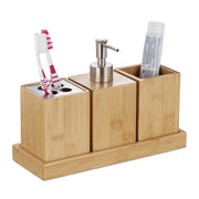 Badaccessoires Set Hellbraun-Silber von Relaxdays