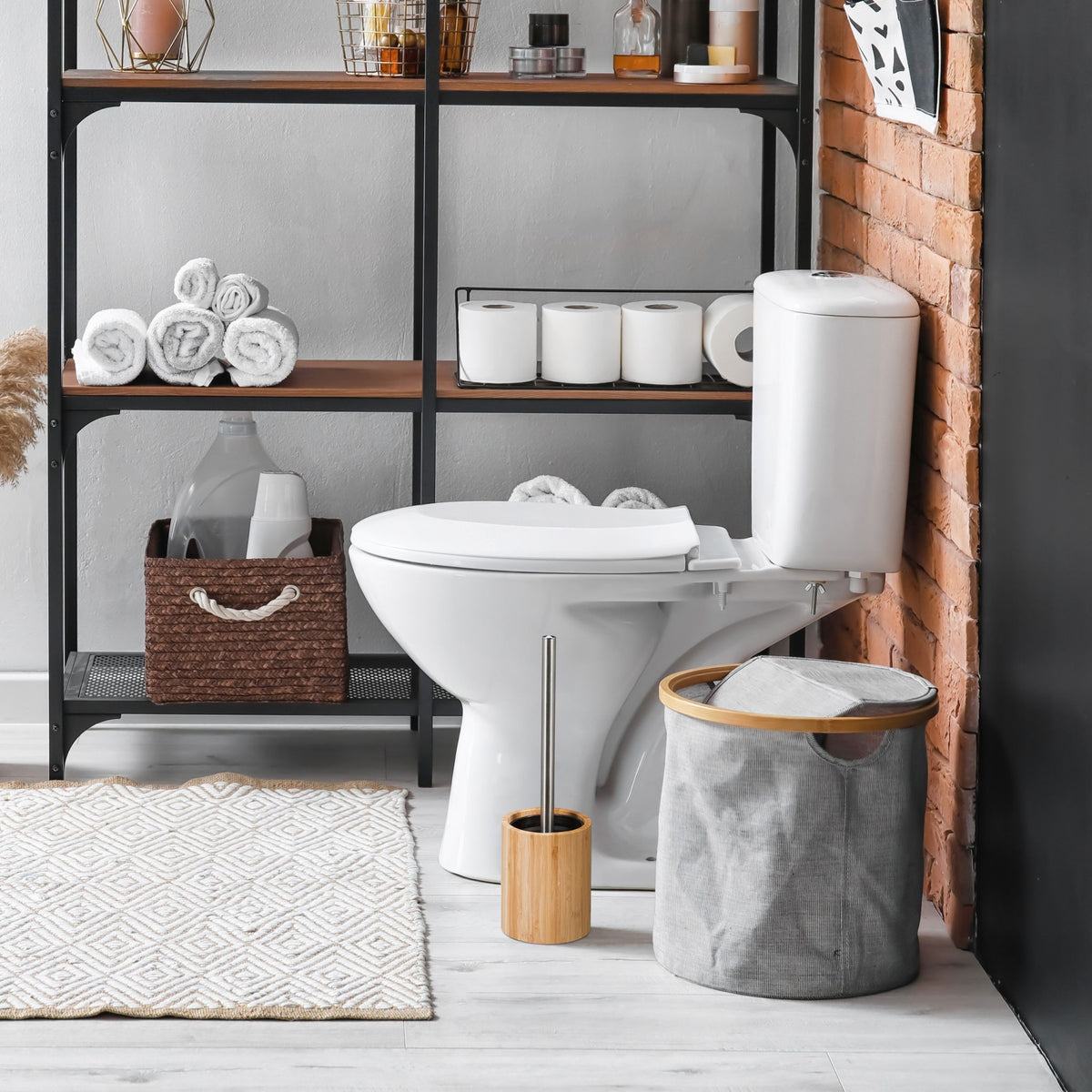 Silikon Toilettenbürste Hellbraun-Schwarz-Silber von Relaxdays