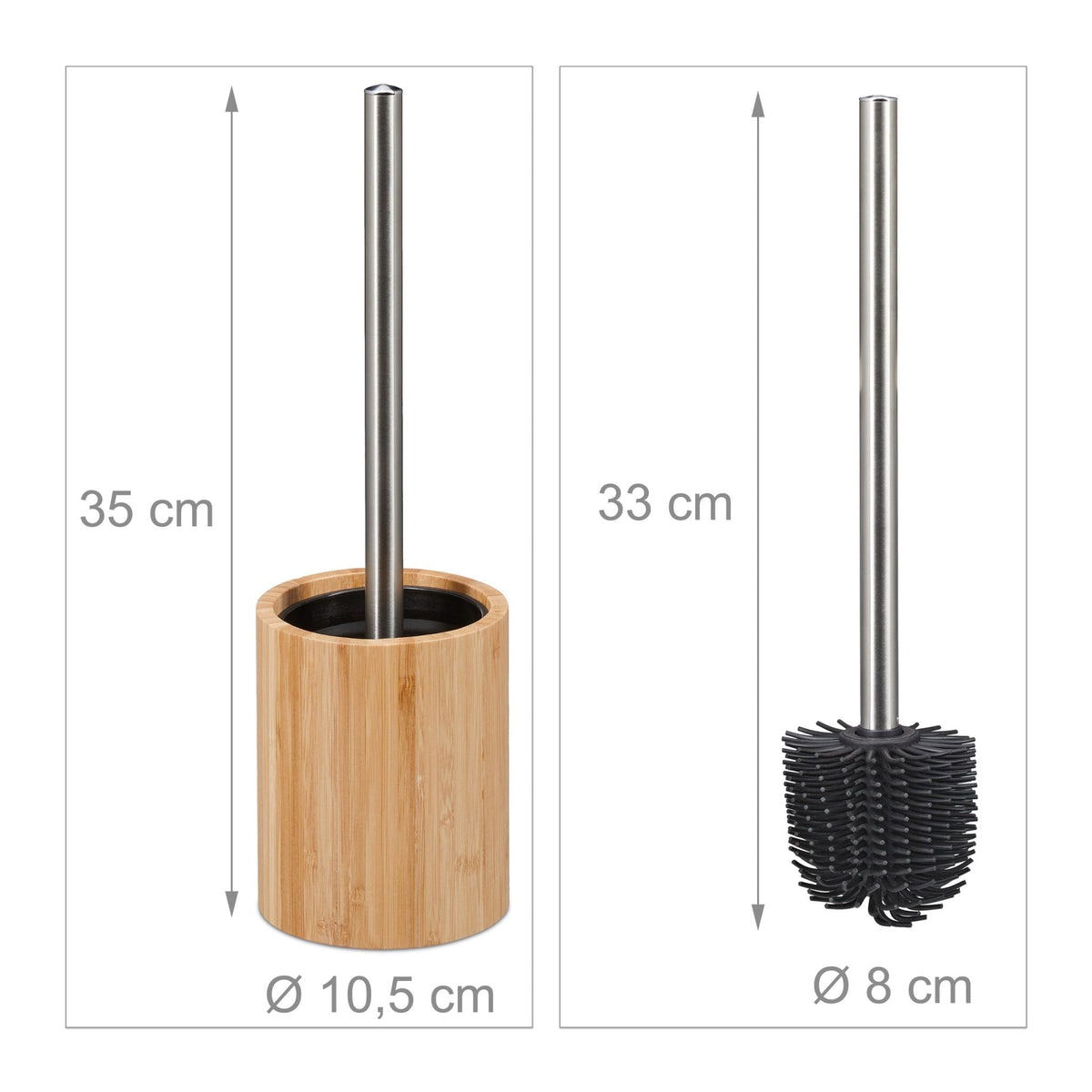Silikon Toilettenbürste Hellbraun-Schwarz-Silber von Relaxdays