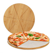 Pizzabrett Bambus 2er-Set mit Backpapier Weiss-Hellbraun von Relaxdays