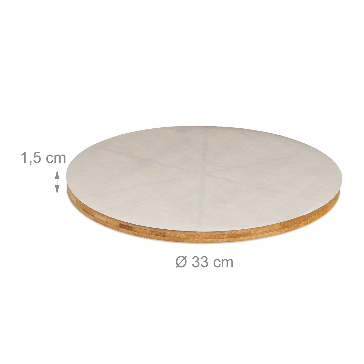 Pizzabrett Bambus 2er-Set mit Backpapier Weiss-Hellbraun von Relaxdays