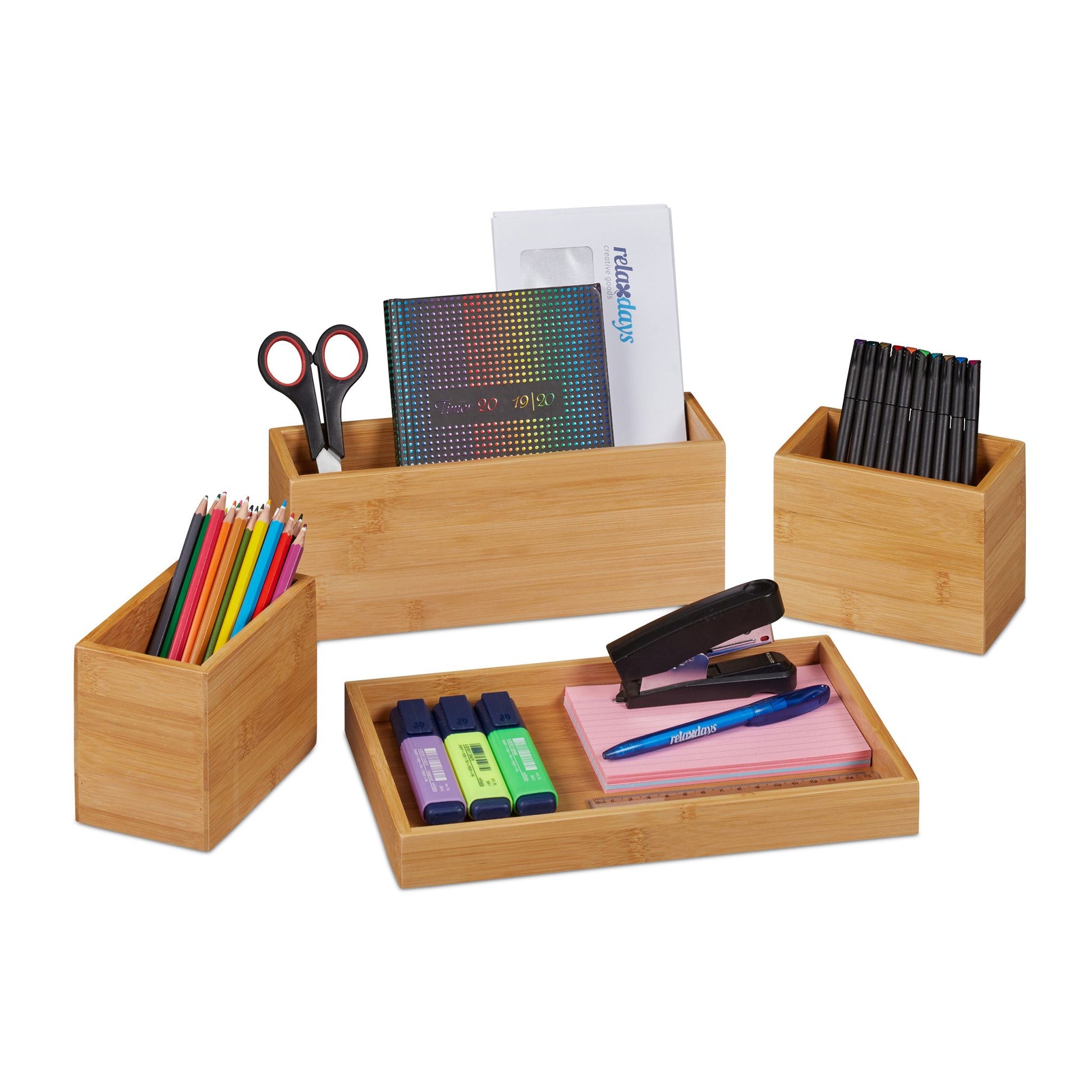 Schreibtisch Organizer-Set Hellbraun von Relaxdays