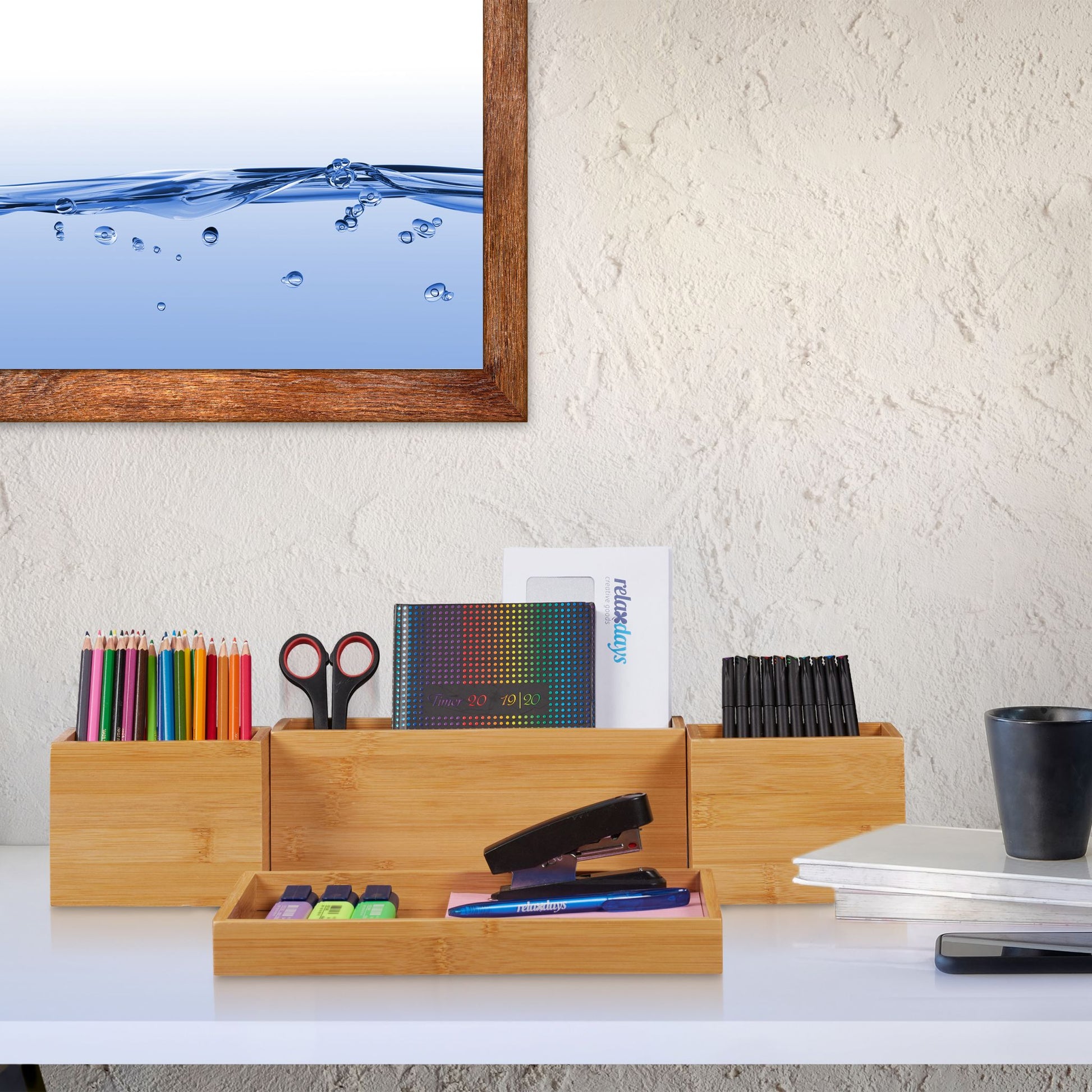Schreibtisch Organizer-Set Hellbraun von Relaxdays