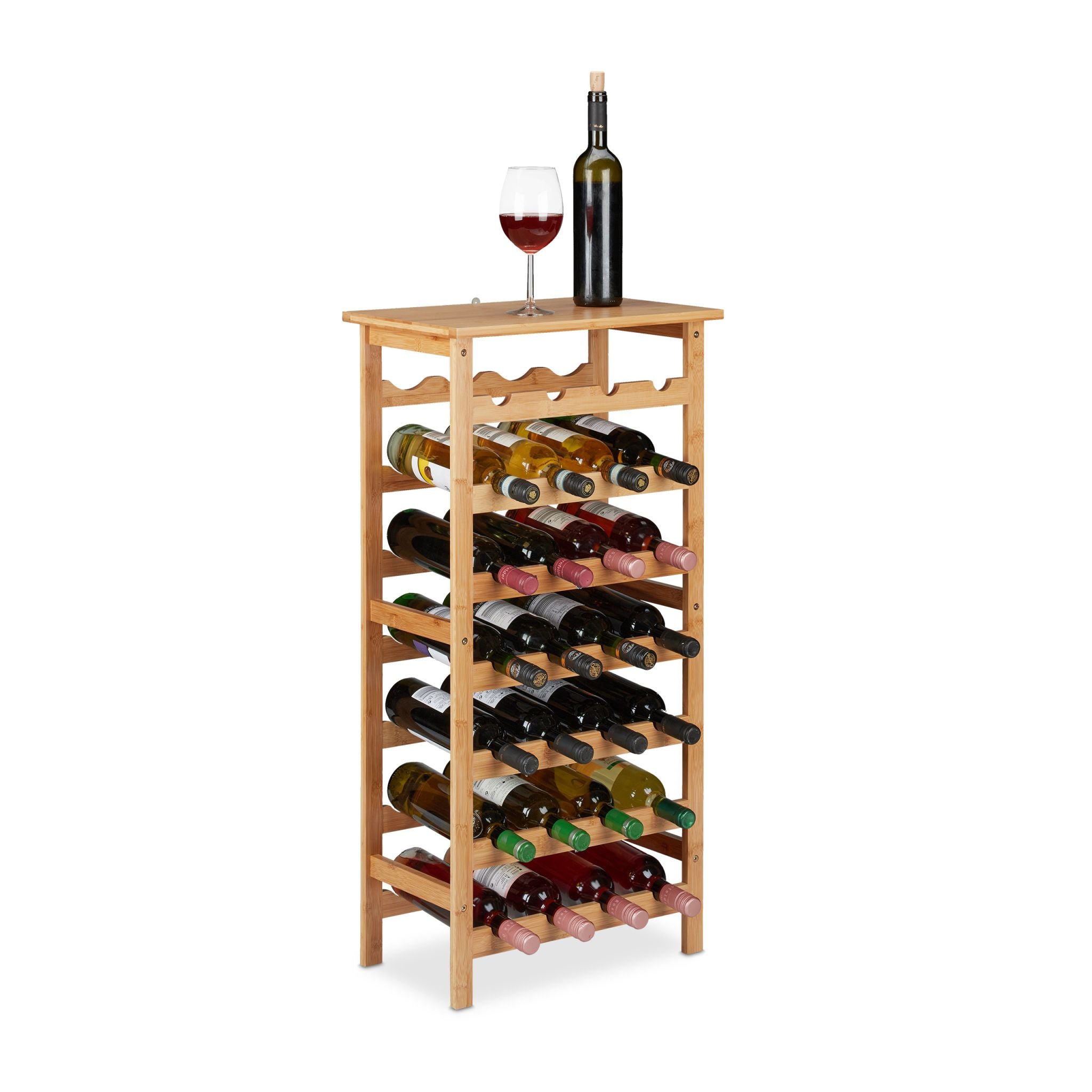 Weinregal für 28 Flaschen Hellbraun von Relaxdays