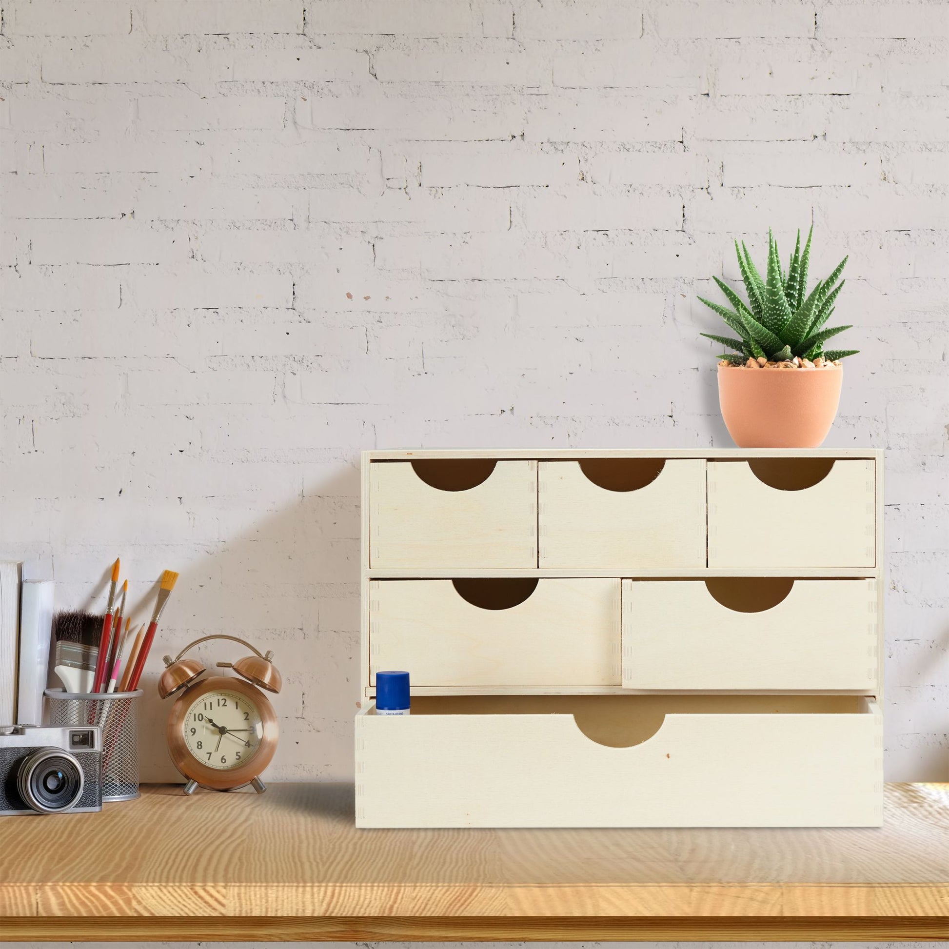 Schubladenbox Holz Creme von Relaxdays
