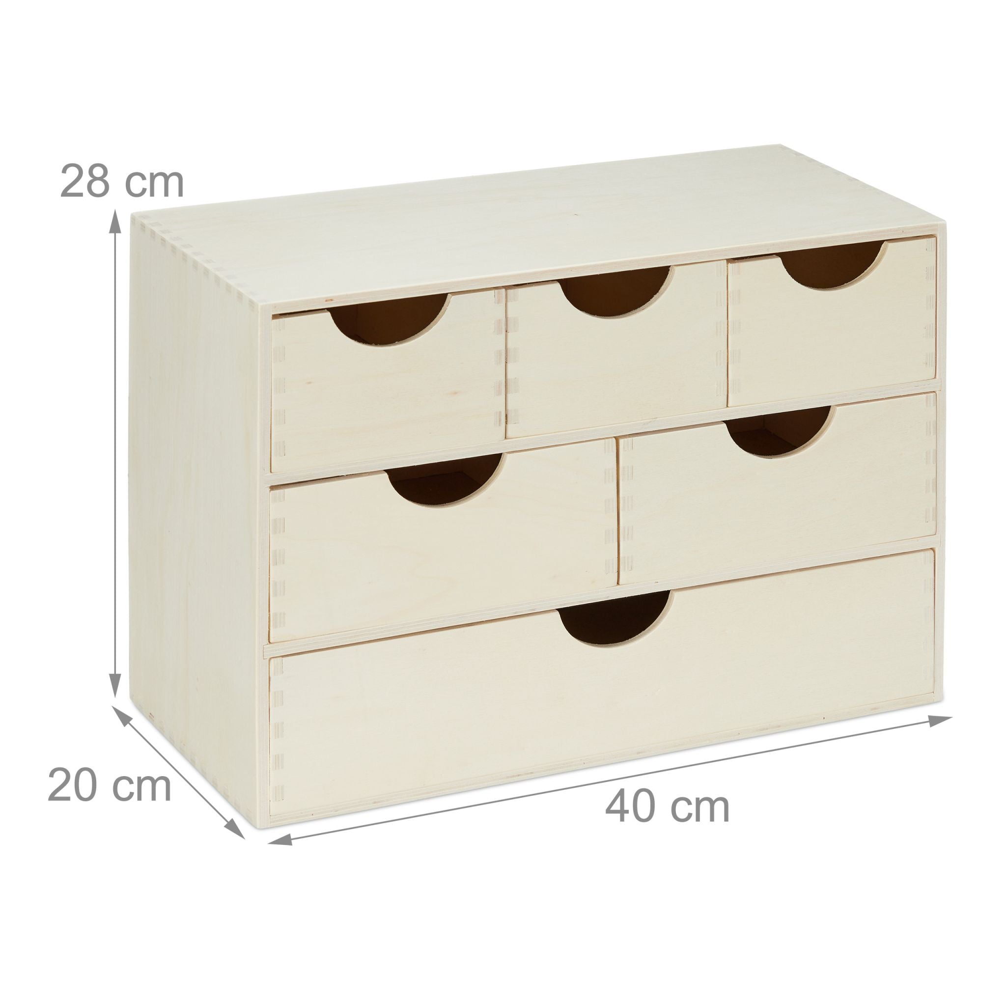 Schubladenbox Holz Creme von Relaxdays
