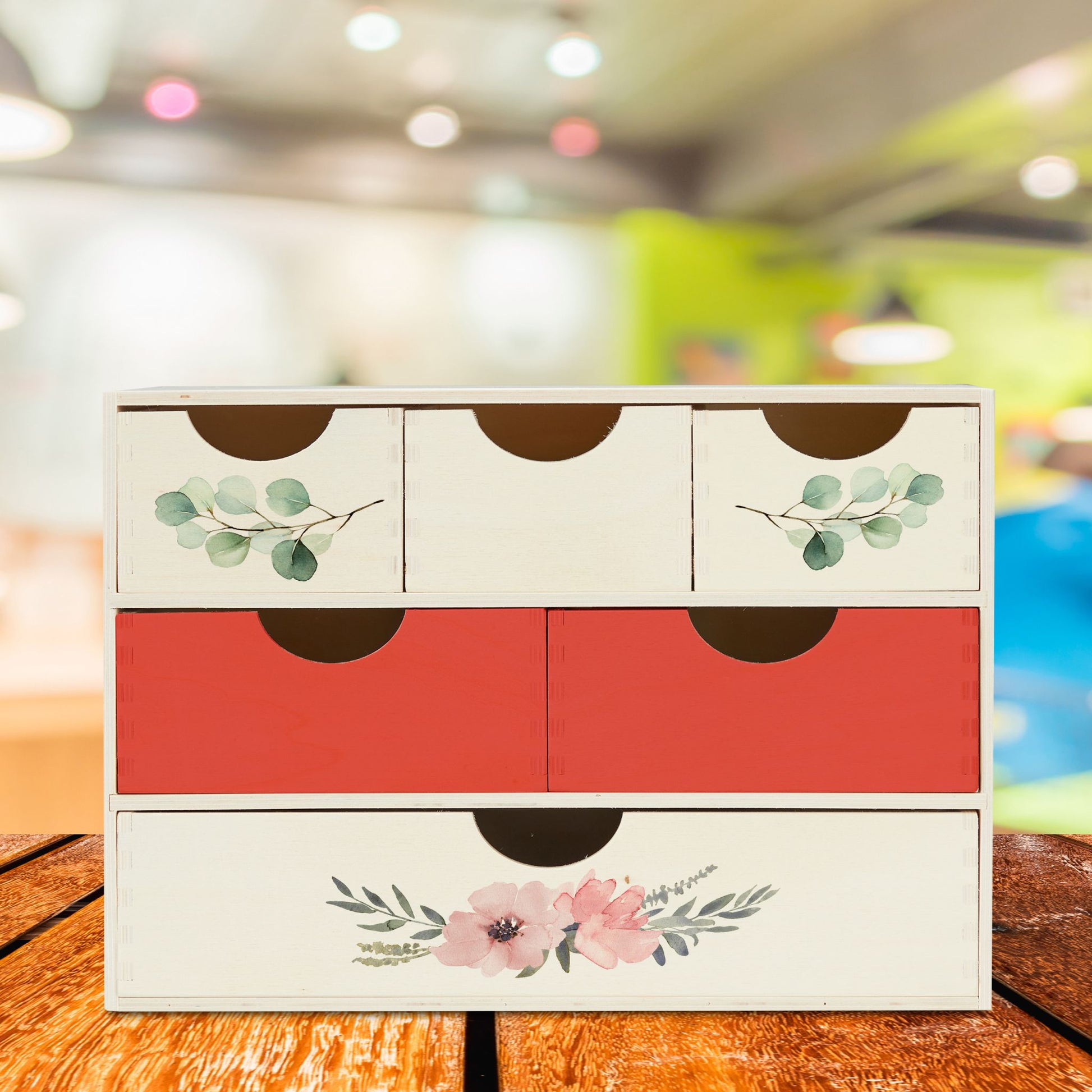 Schubladenbox Holz Creme von Relaxdays