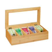 Teebox Bambus 5 Fächer Hellbraun von Relaxdays