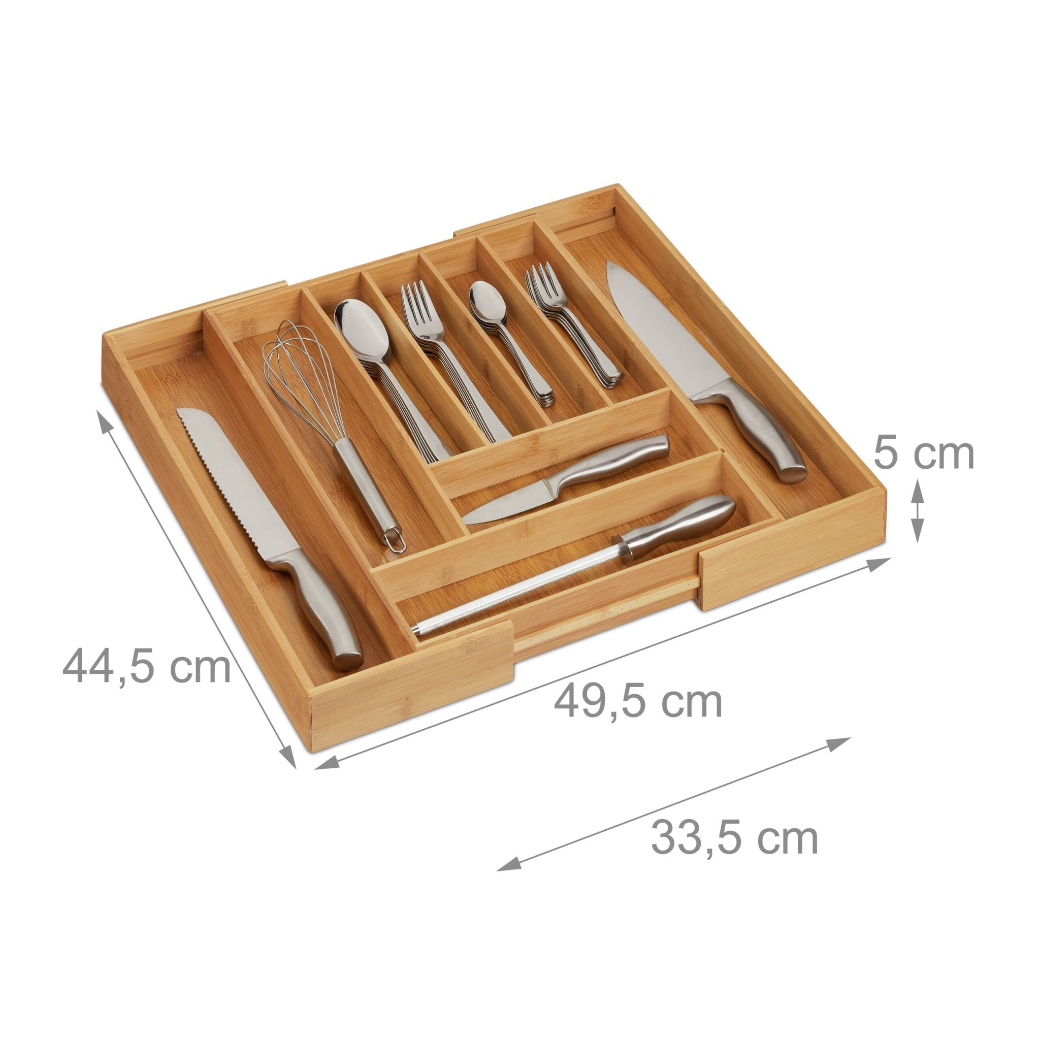 Besteckkasten Bambus ziehbar Hellbraun von Relaxdays
