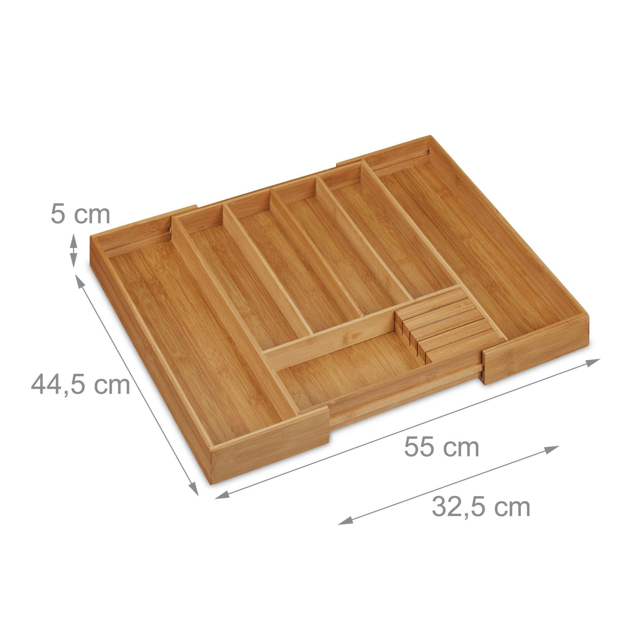 Besteckkasten Bambus ziehbar Hellbraun von Relaxdays