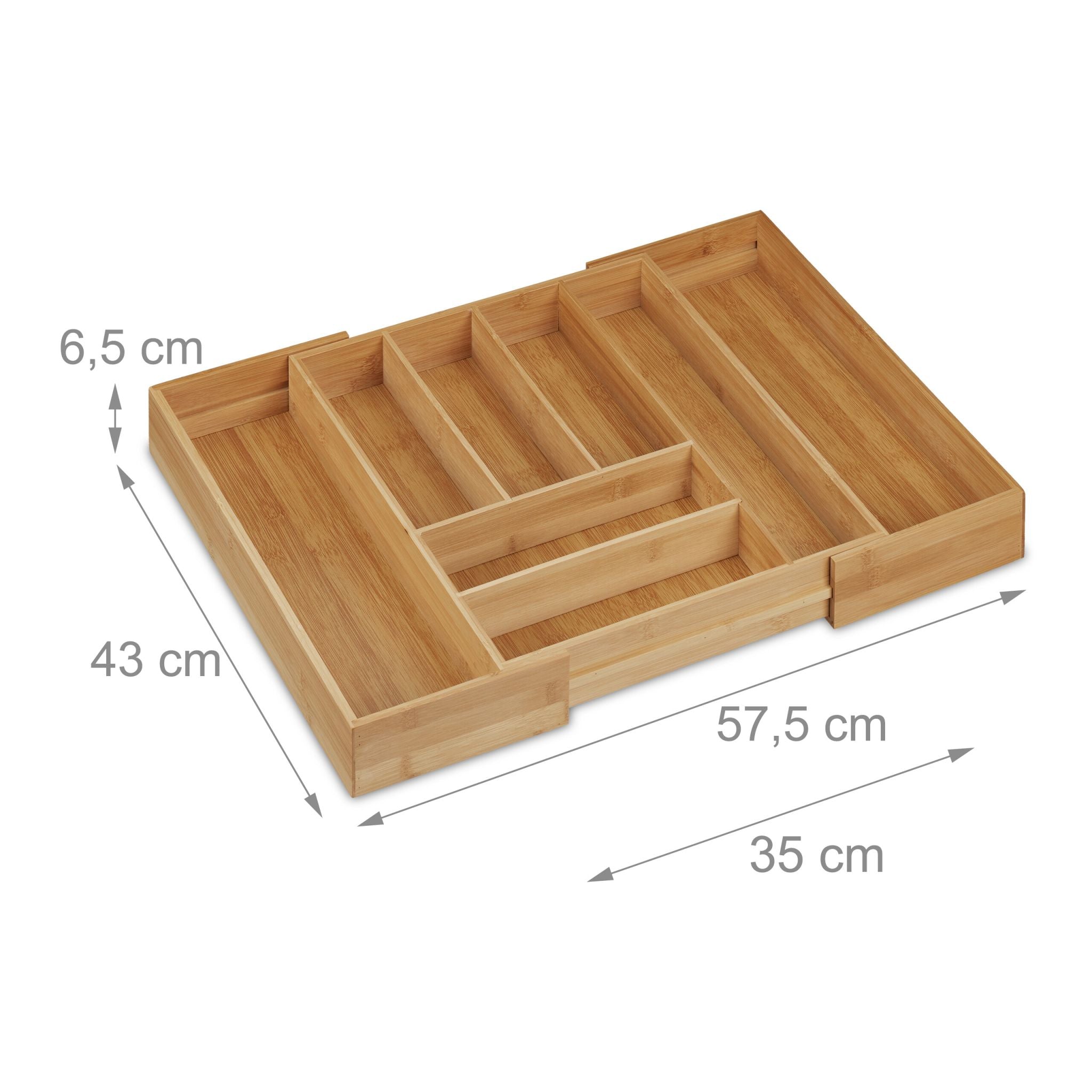 Besteckkasten Bambus ziehbar Hellbraun von Relaxdays