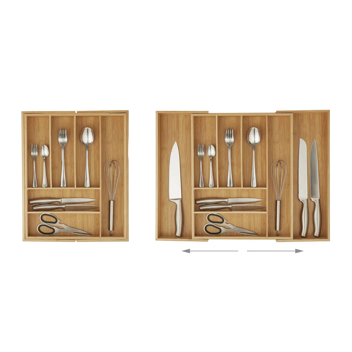 Besteckkasten Bambus ziehbar Hellbraun von Relaxdays