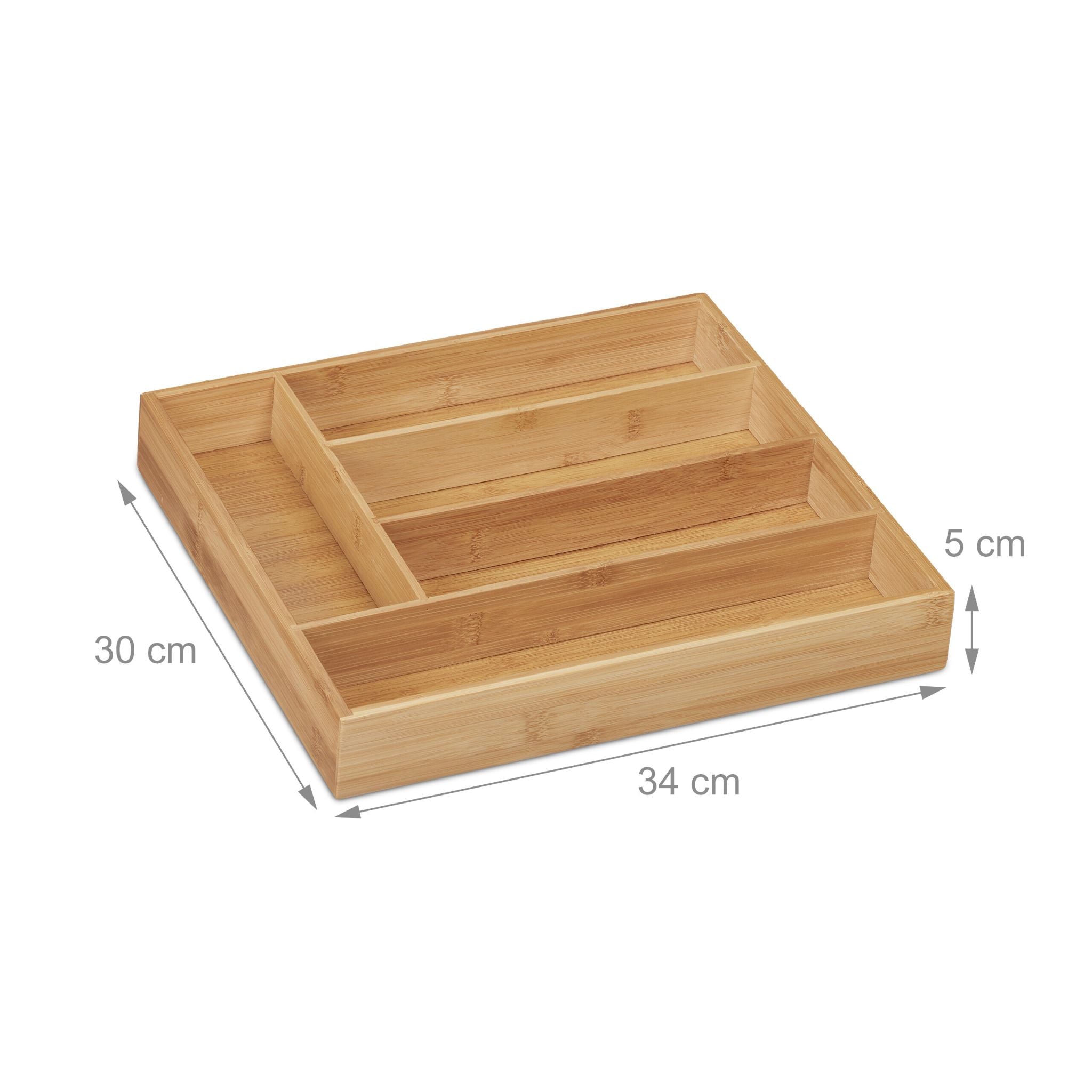 Besteckkasten Bambus 5 Fächer Hellbraun von Relaxdays
