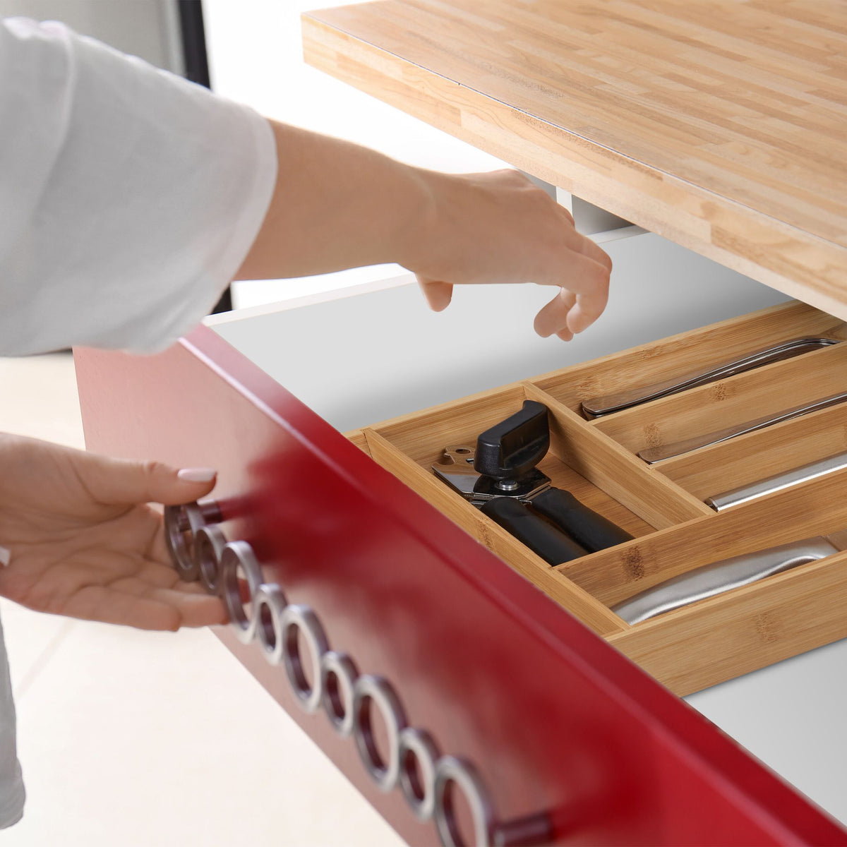 Besteckkasten Bambus 6 Fächer Hellbraun von Relaxdays