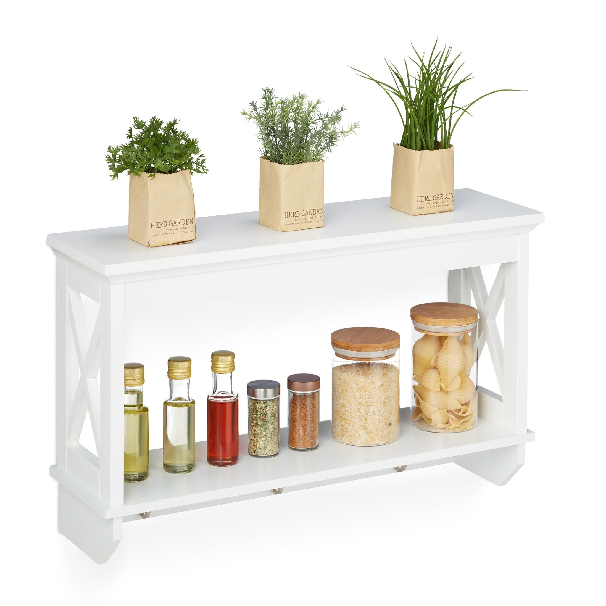Wandregal mit 3 Haken Weiss von Relaxdays