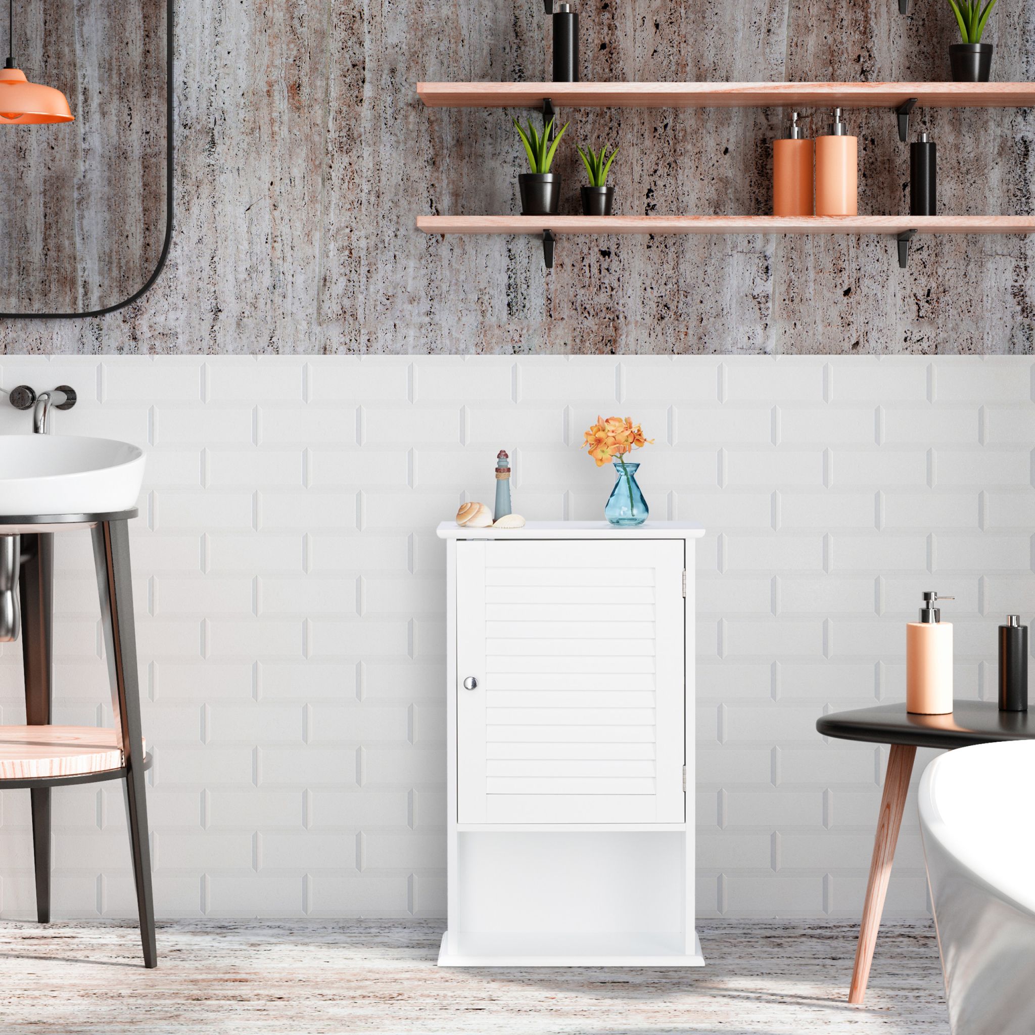 Badschrank mit geringer Tiefe Weiss von Relaxdays