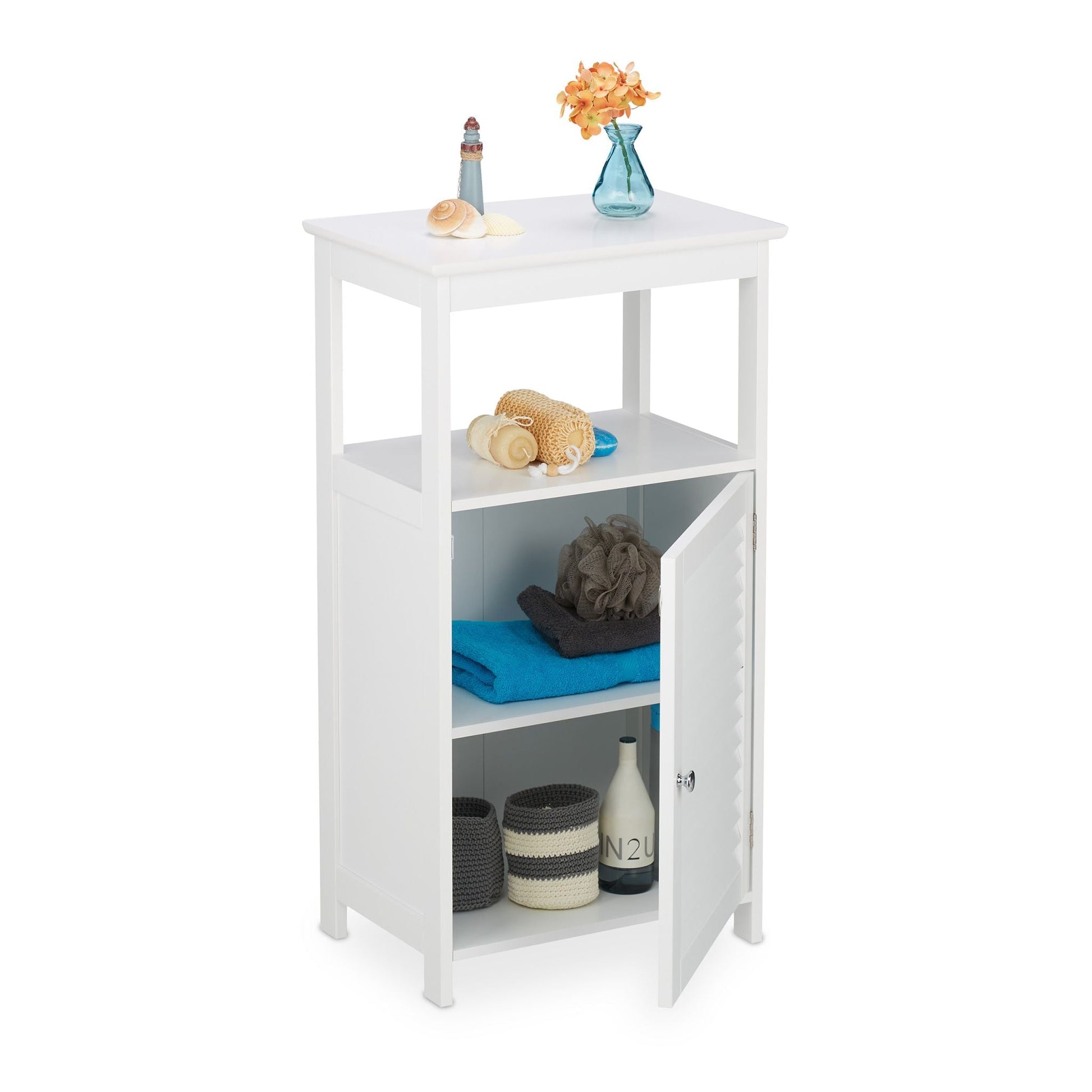 Badschrank mit 3 Fächern Weiss von Relaxdays