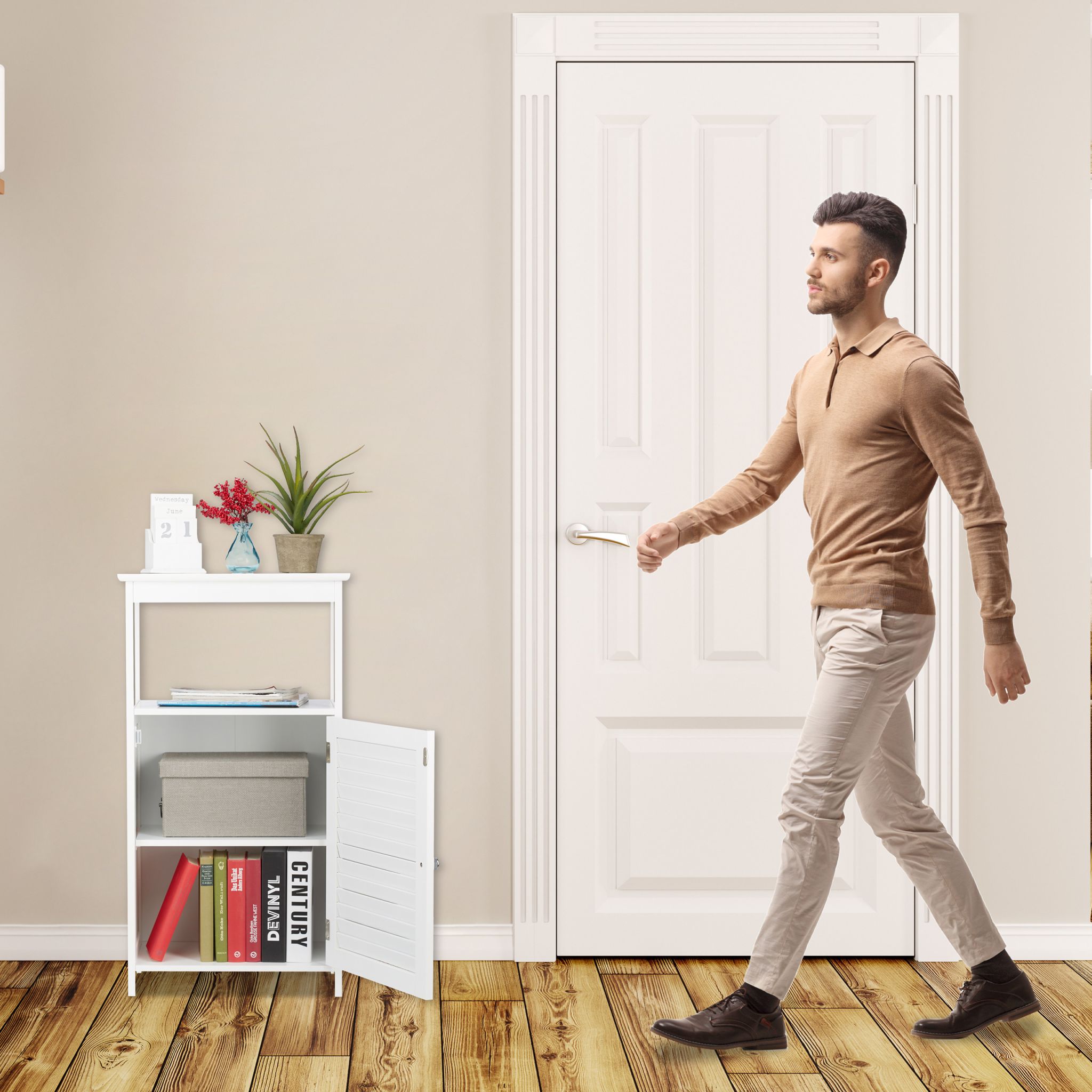Badschrank mit 3 Fächern Weiss von Relaxdays
