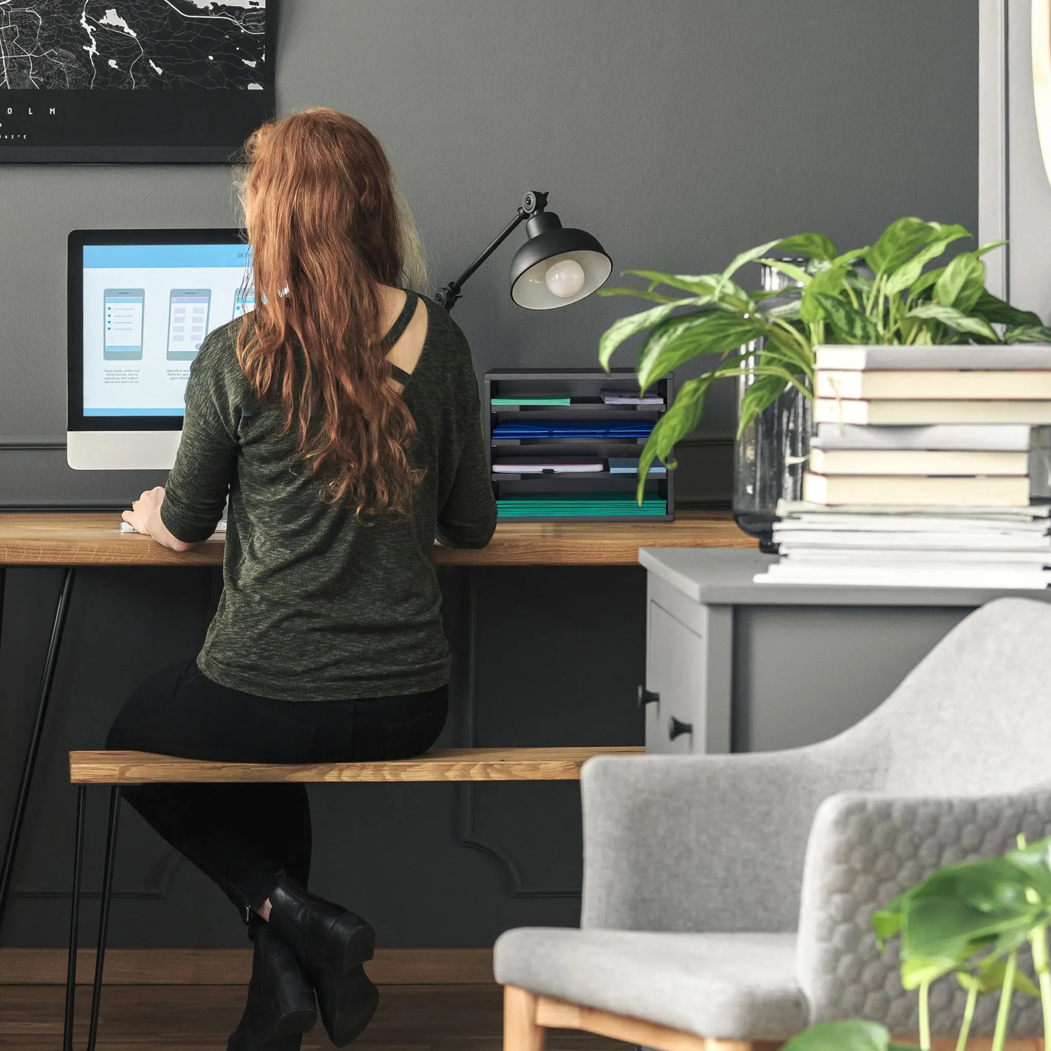 Dokumentenablage schwarz Schwarz von Relaxdays