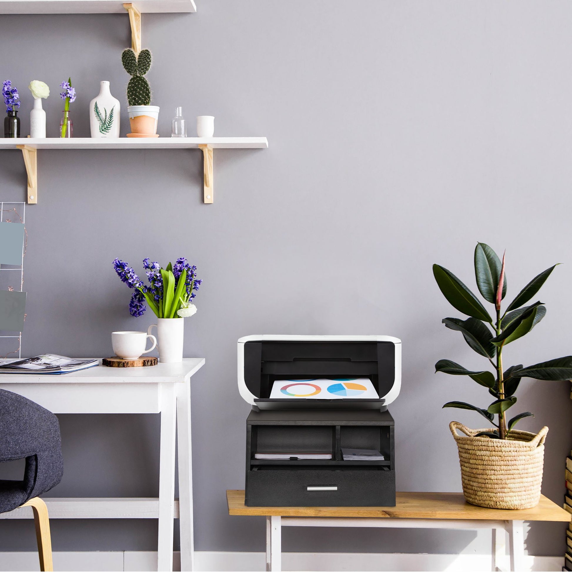 Druckerständer Schreibtisch Schwarz von Relaxdays