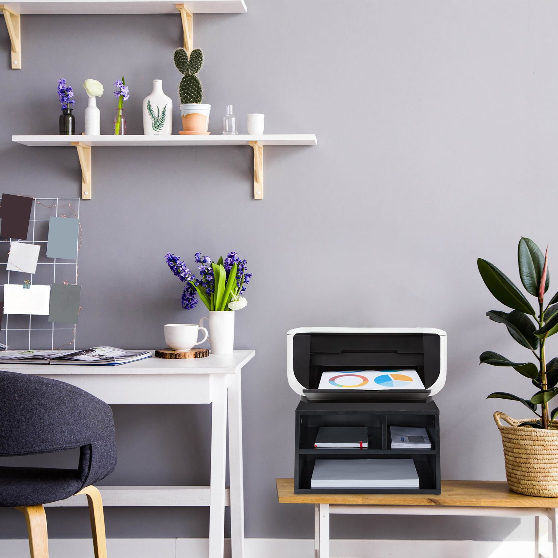 Druckerständer Schreibtisch Schwarz von Relaxdays