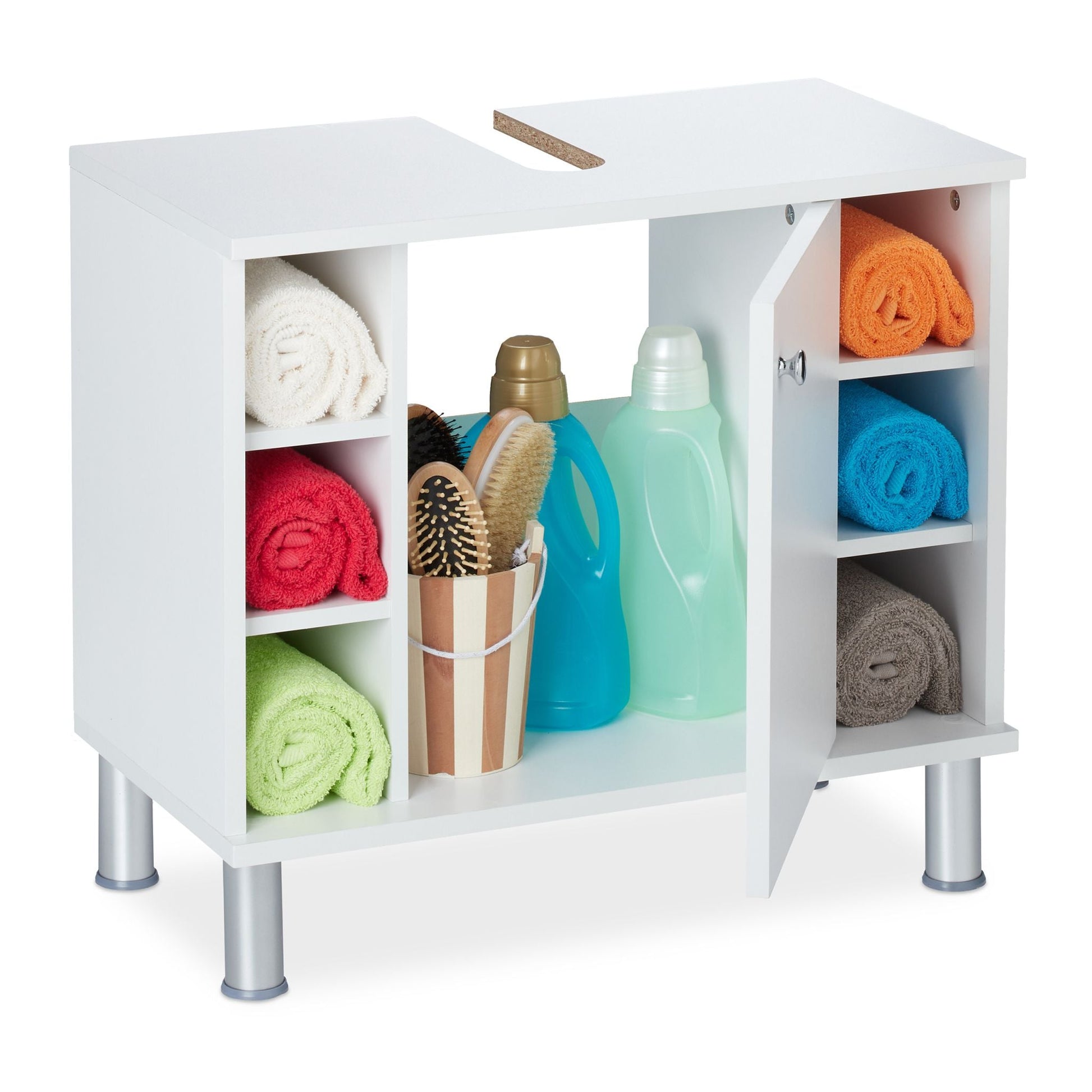 Waschbeckenunterschrank Weiss-Silber von Relaxdays
