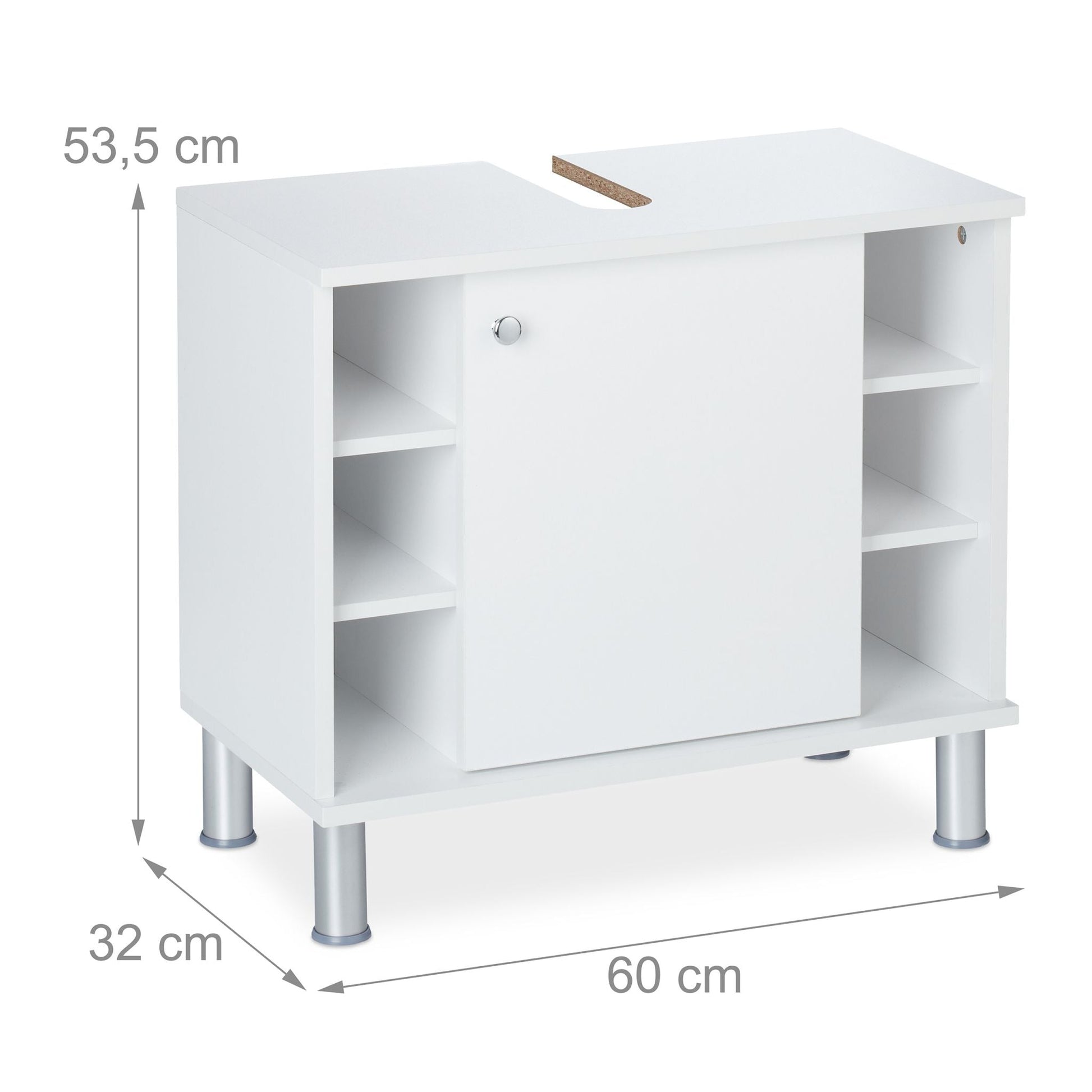 Waschbeckenunterschrank Weiss-Silber von Relaxdays