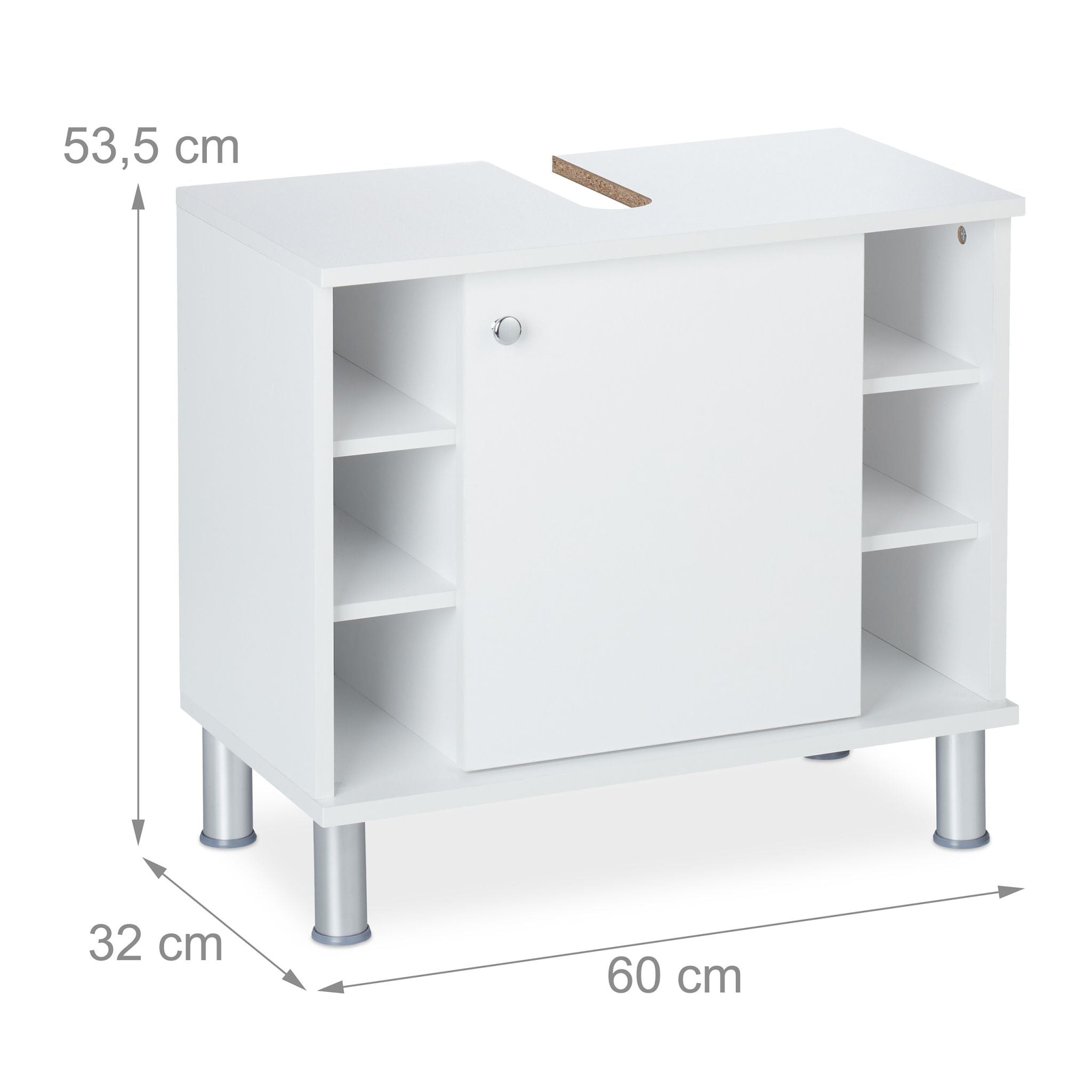 Waschbeckenunterschrank Weiss-Silber von Relaxdays