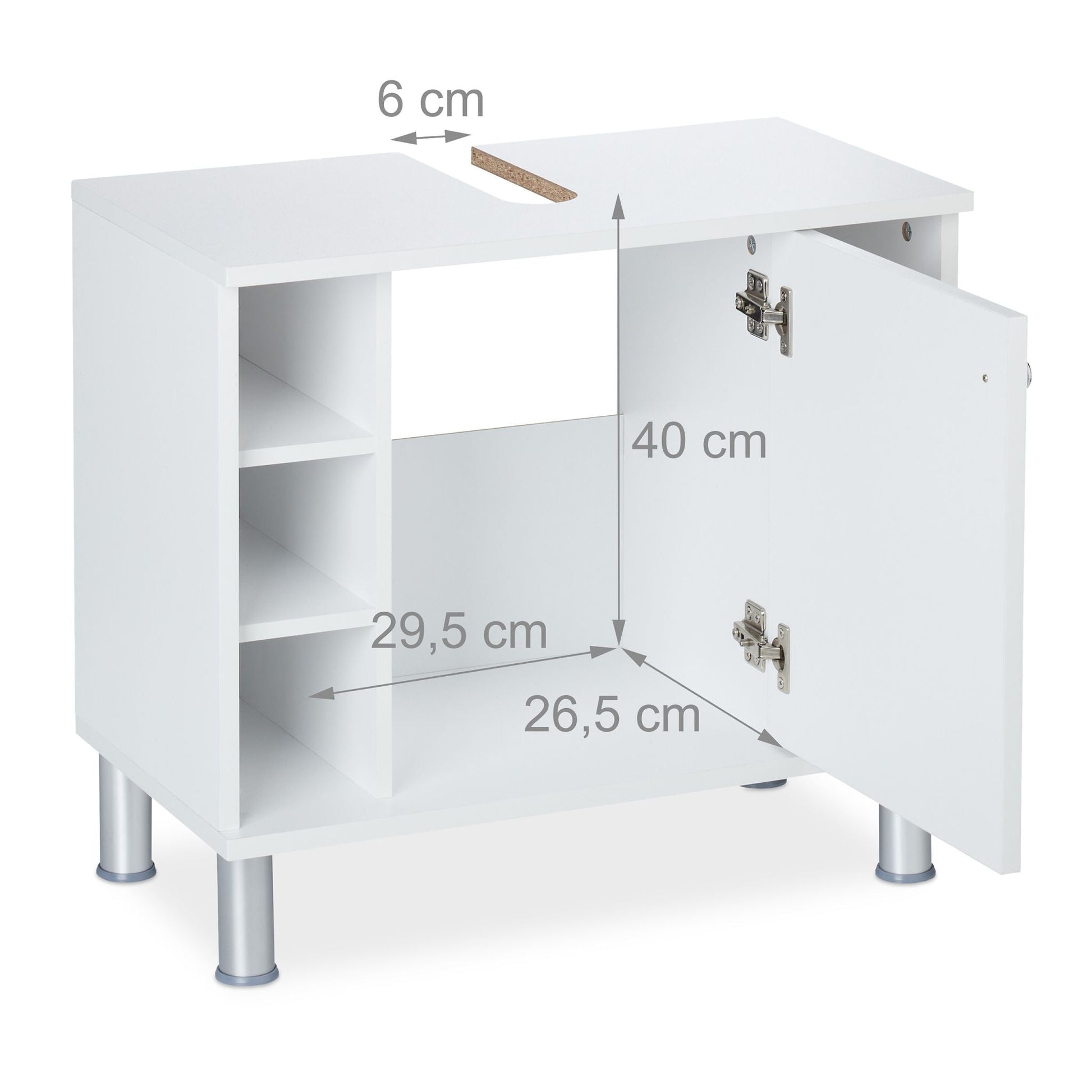 Waschbeckenunterschrank Weiss-Silber von Relaxdays