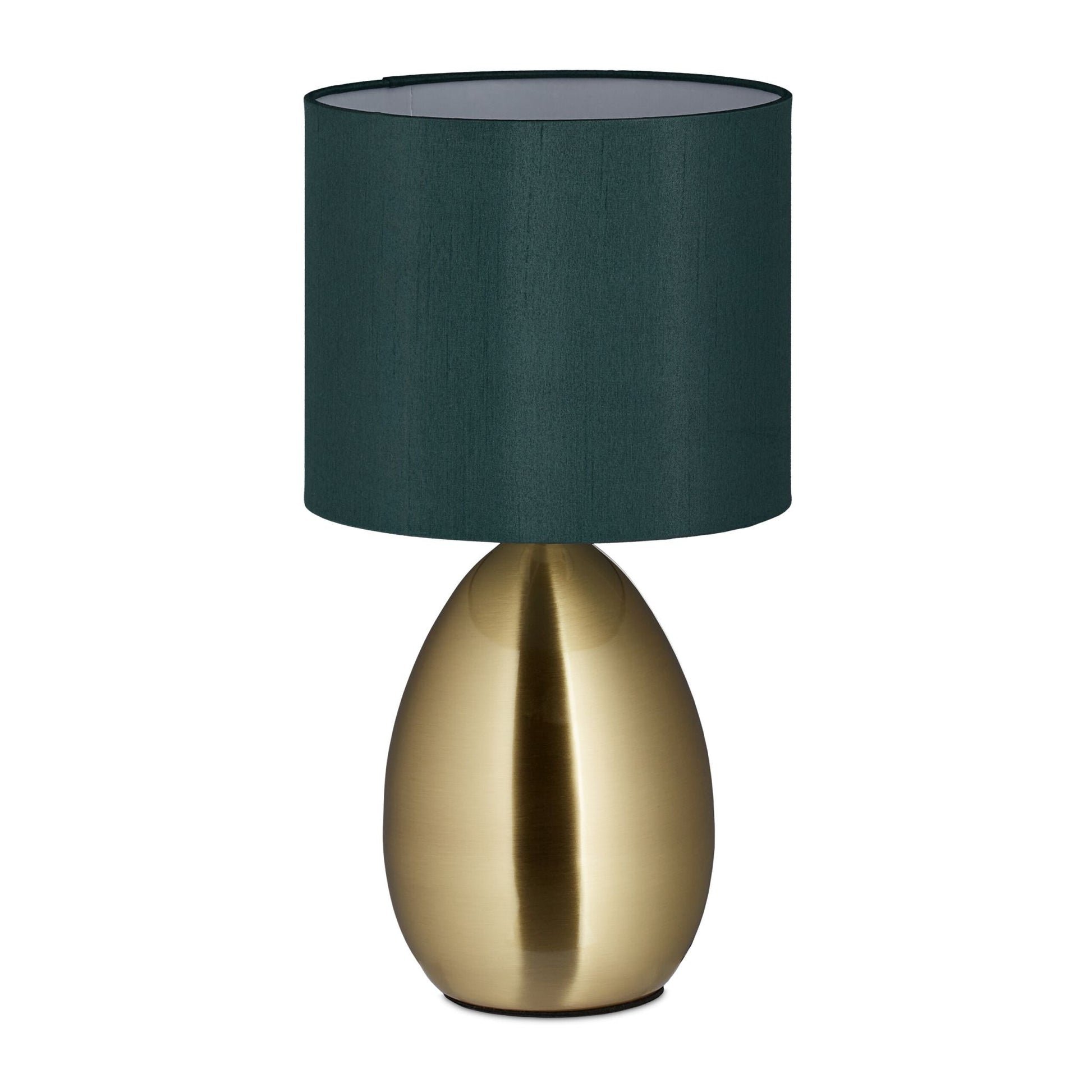 Nachttischlampe Touch messing Dunkelgrün-Gold von Relaxdays