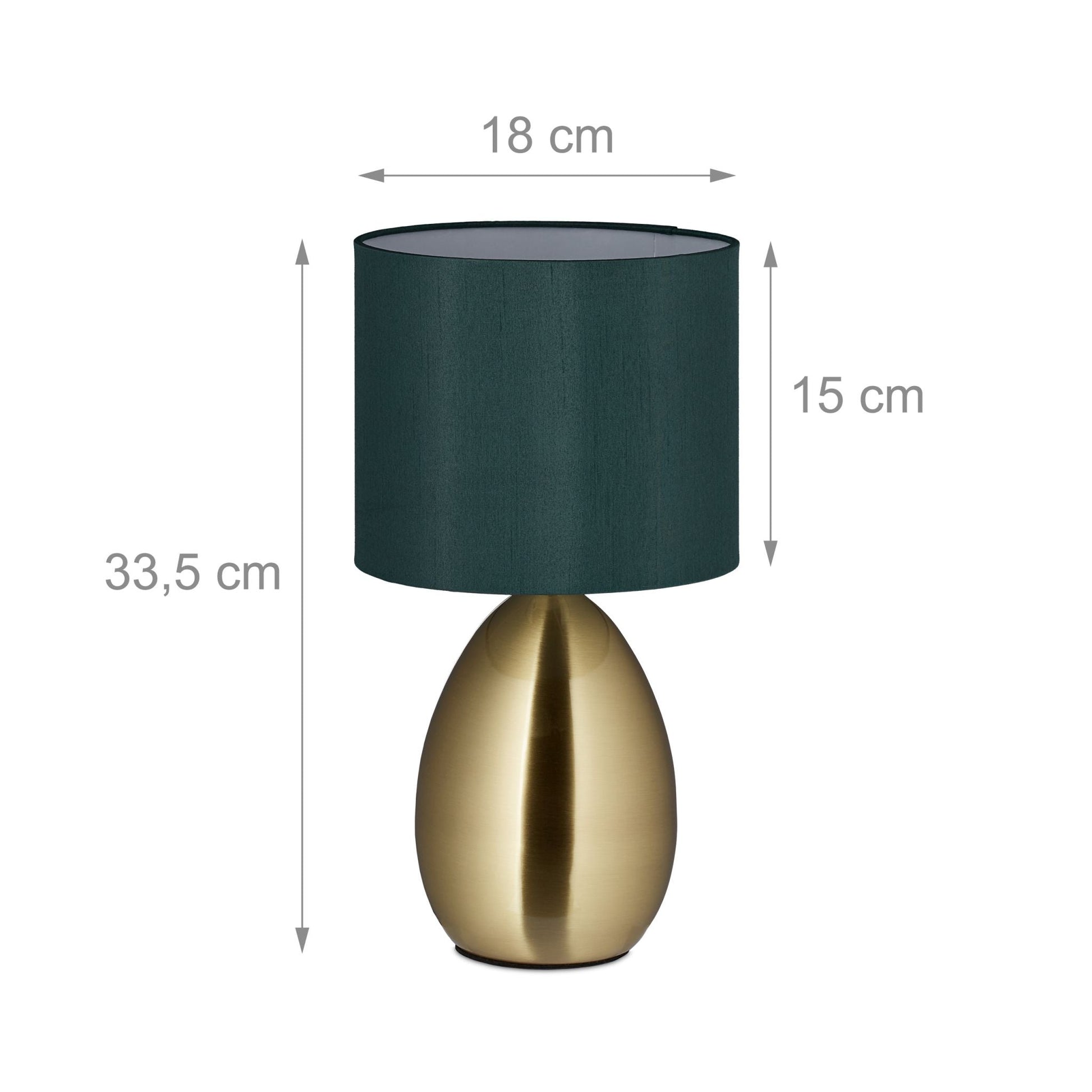 Nachttischlampe Touch messing Dunkelgrün-Gold von Relaxdays