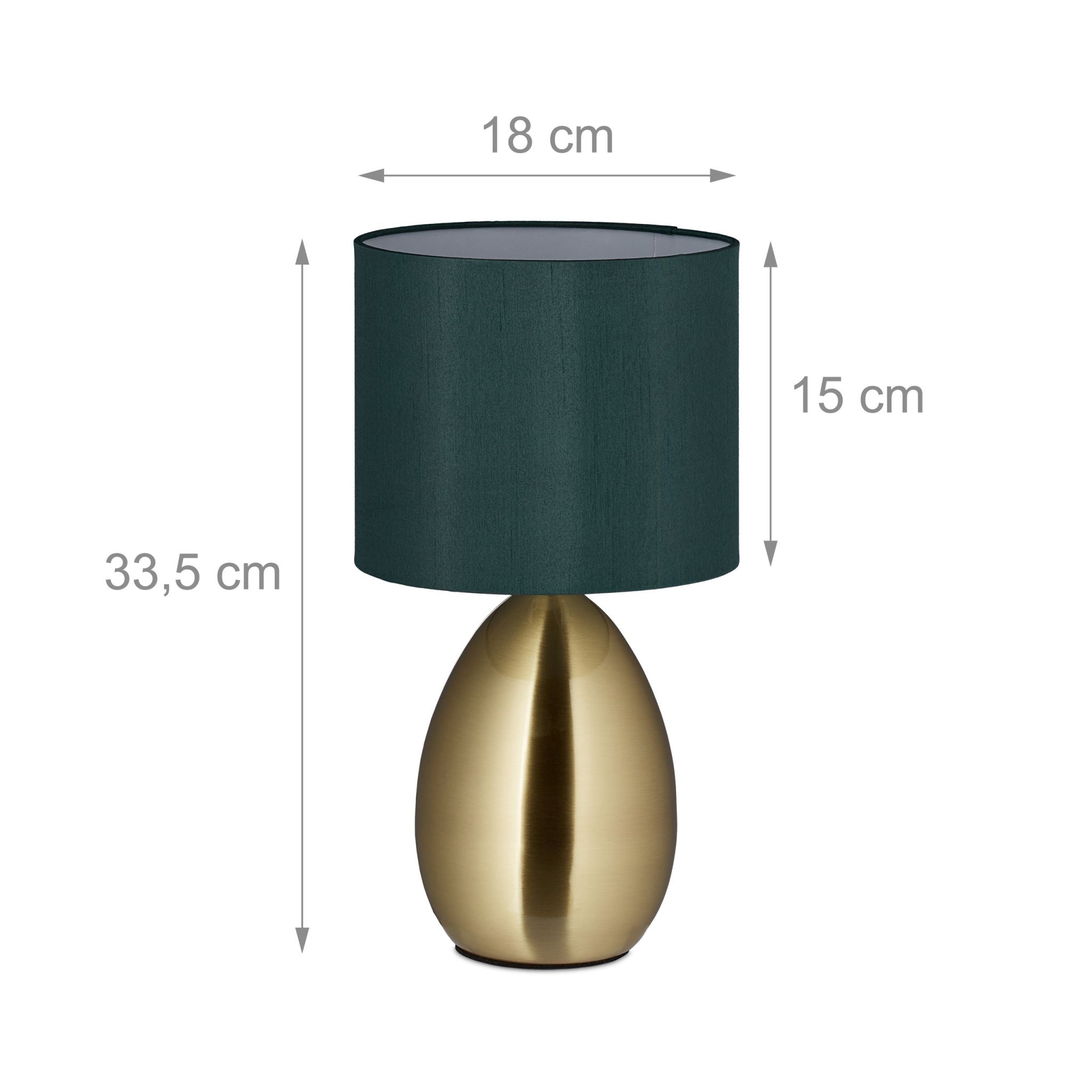 Nachttischlampe Touch messing Dunkelgrün-Gold von Relaxdays