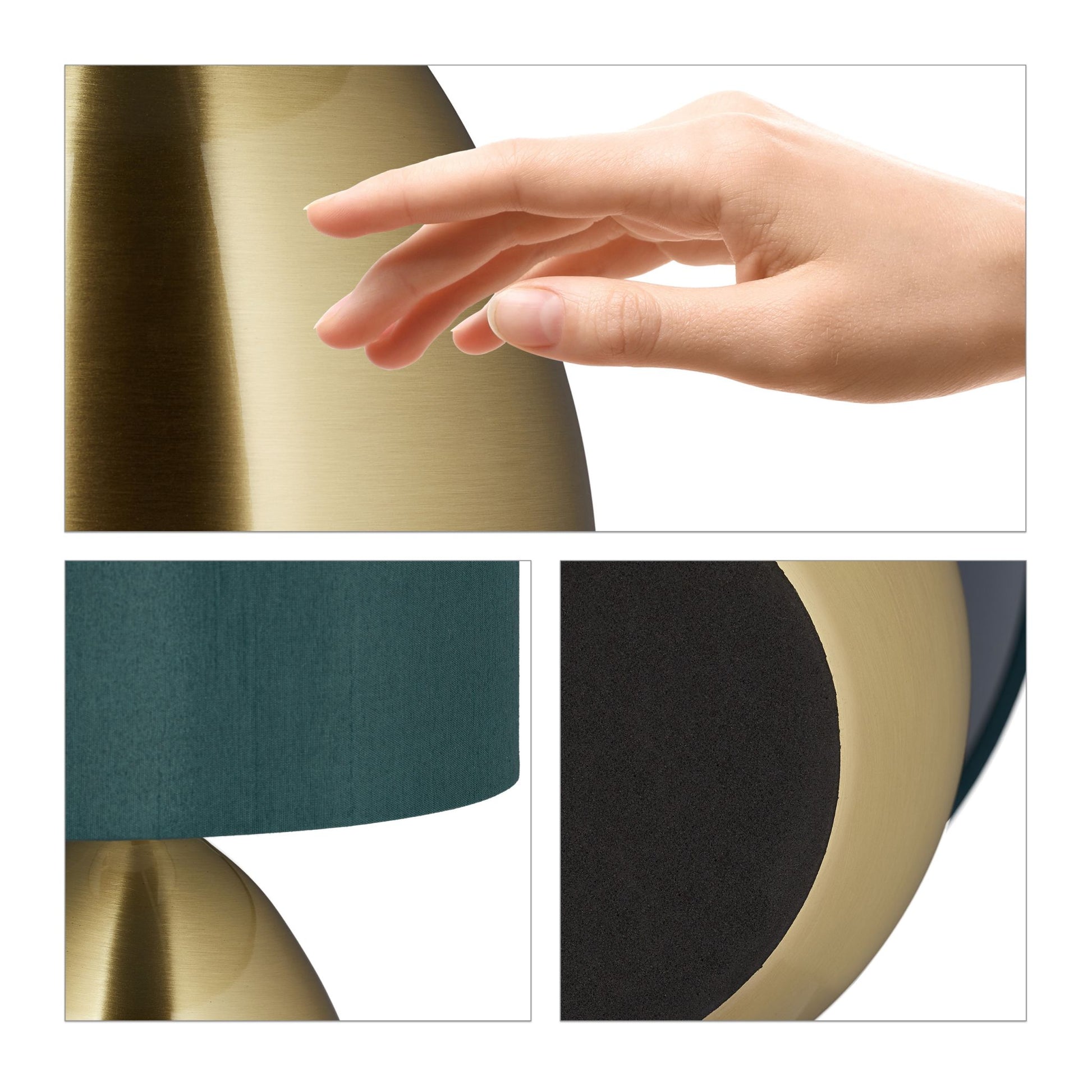 Nachttischlampe Touch messing Dunkelgrün-Gold von Relaxdays