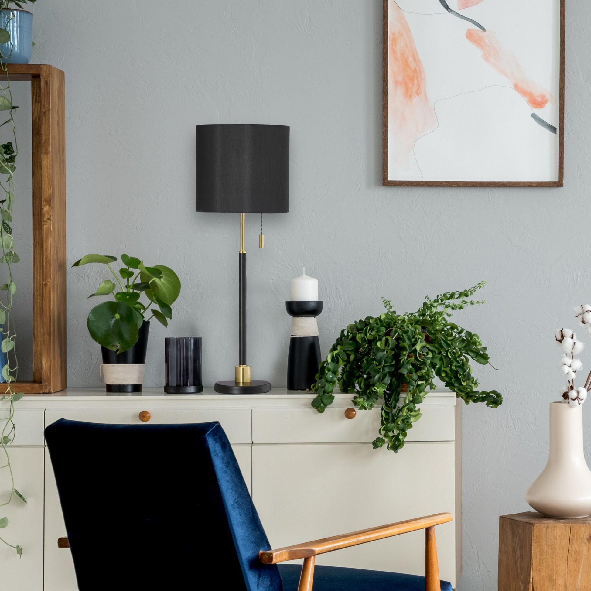 Tischlampe mit Zugschalter Gold-Schwarz von Relaxdays